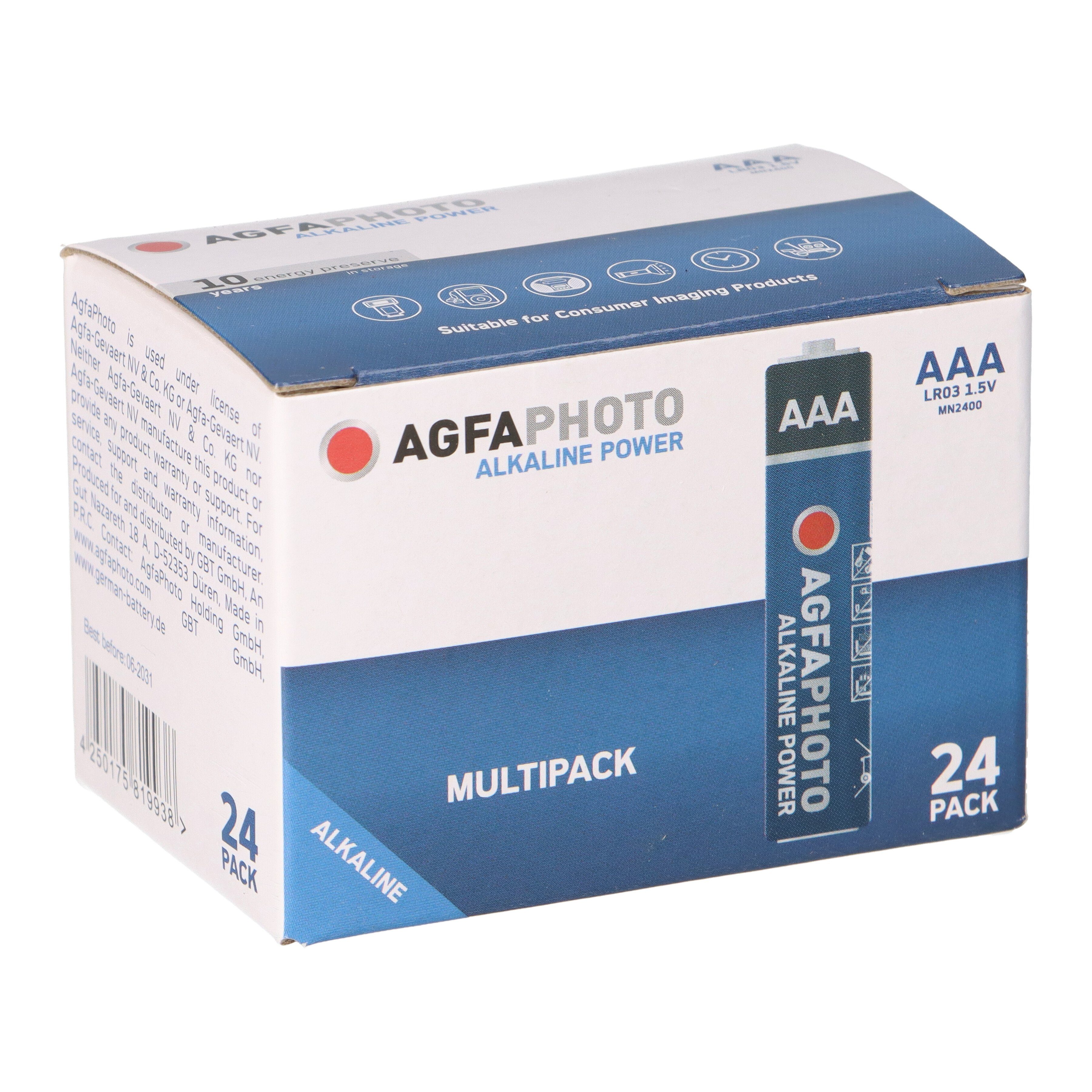 AgfaPhoto AGFAPHOTO Batterie Alkaline Micro AAA LR03 1.5V 24 Stück Batterie, (1,5 V)