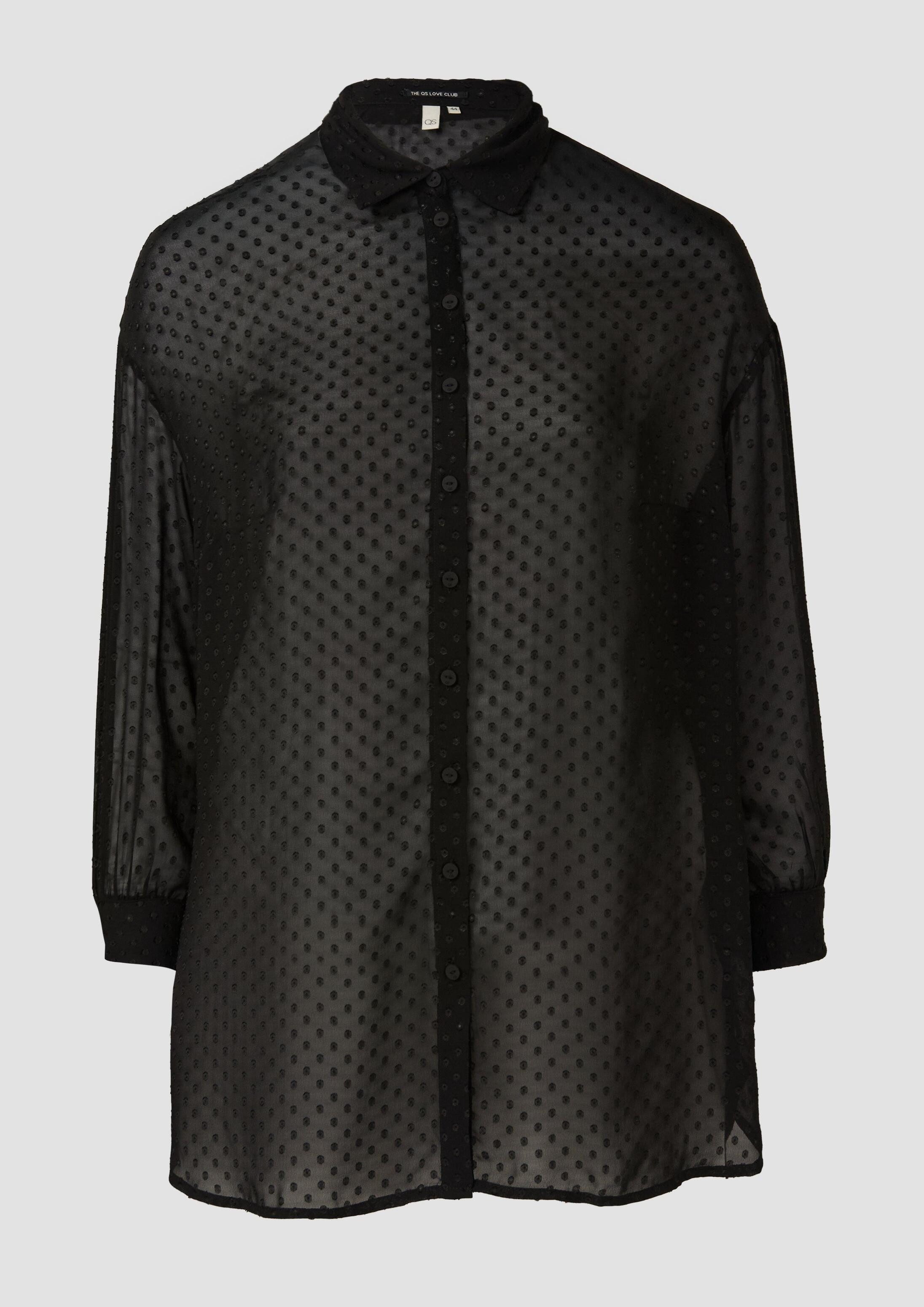 QS Langarmbluse Bluse Transparente Longbluse