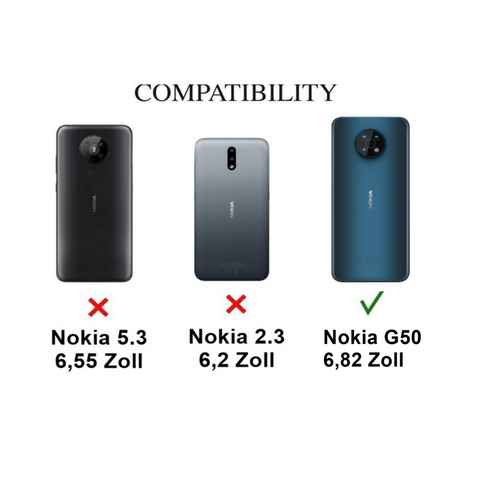 CoverKingz Handyhülle Hülle für Nokia G50 Handyhülle Silikon Case Handy Cover Bumper 17,32 cm (6,82 Zoll), Handyhülle Bumper Silikoncover Softcase Carbonfarben
