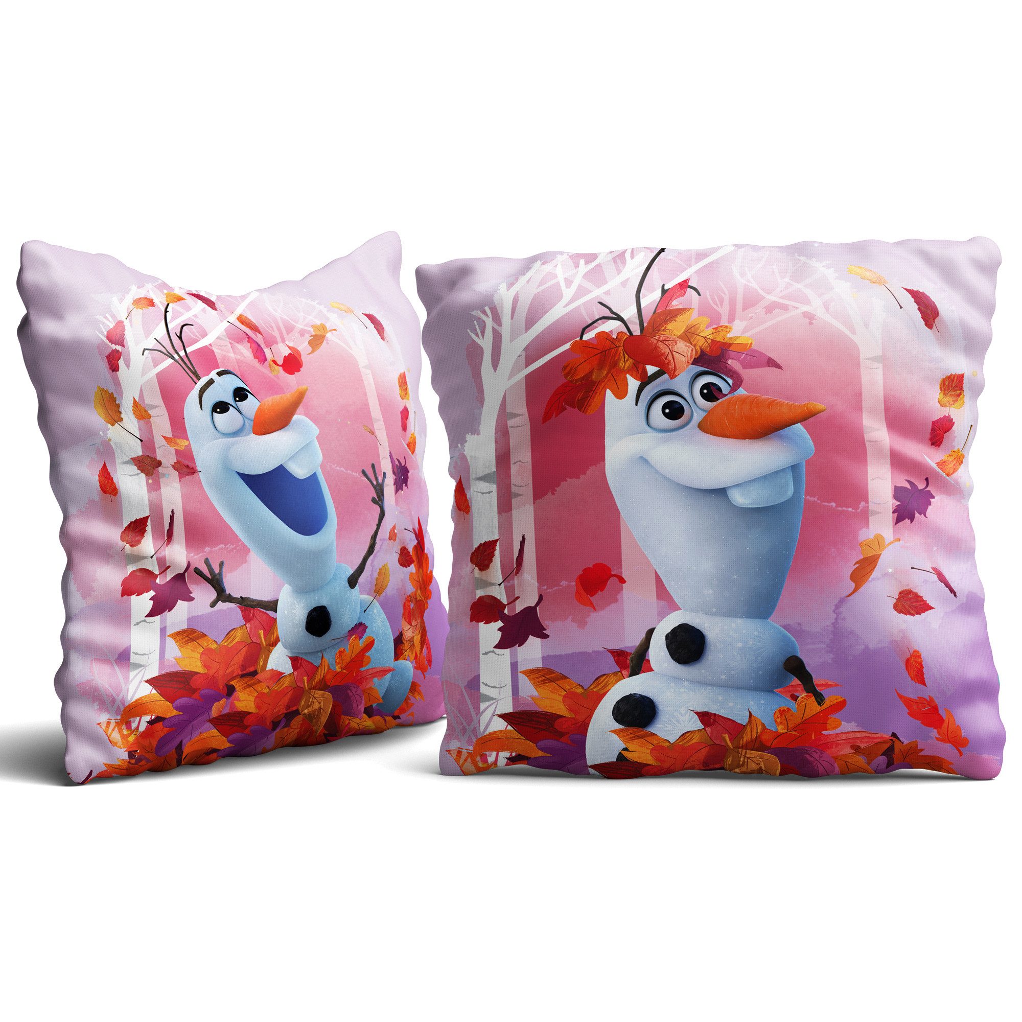 BERONAGE Dekokissen Frozen Die Eiskönigin Kissen Olaf Summer 40x40 cm Kuschelkissen, passend zur Bettwäsche, ideal für Sofa, Couch, Kinder-Bett, Auto