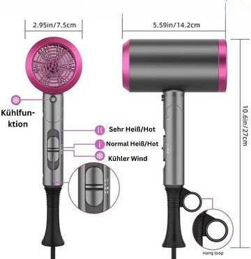 LOCCUS Haartrockner Haartrockner Ionen, Supersonic, Profi Haartrockner, Hair Dryer, Föhn, Schnelltrocknender Föhn, 110.000 U/Min Hochgeschwindigkeit, 1400 Watt