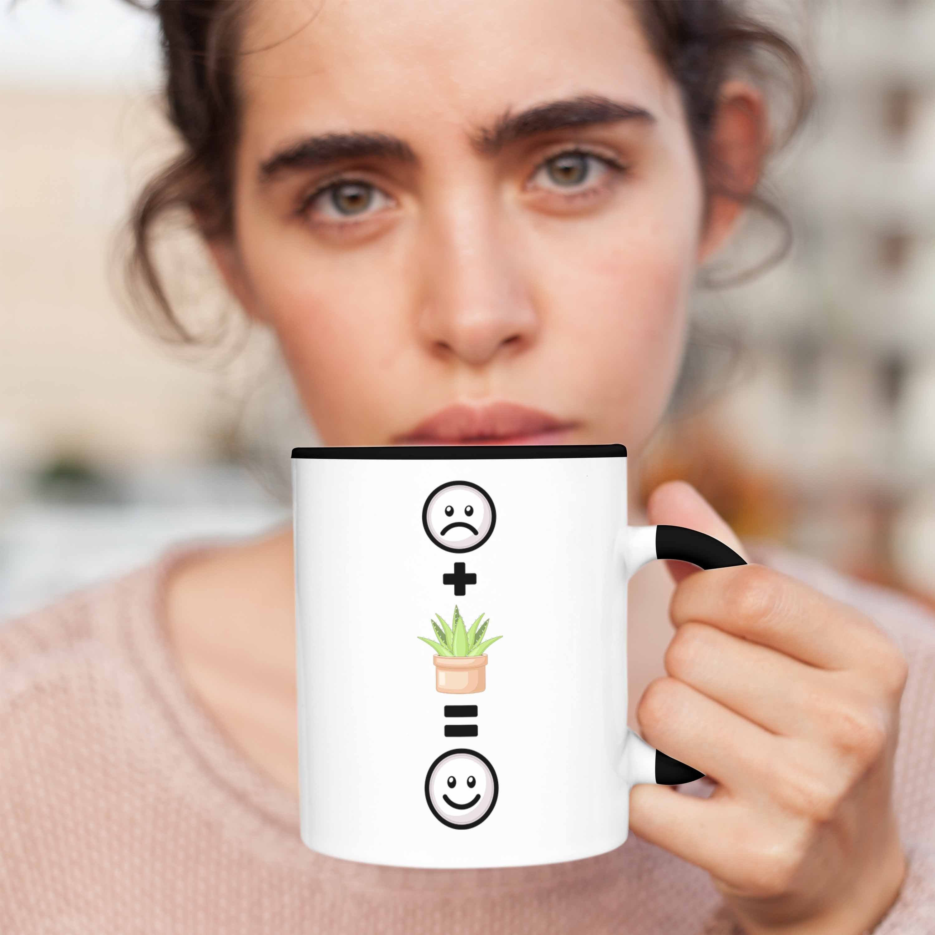 Trendation Tasse Geschenk :(K Schwarz Kaktus-Liebhaber Geschenkidee für Kaktus Lustige Tasse