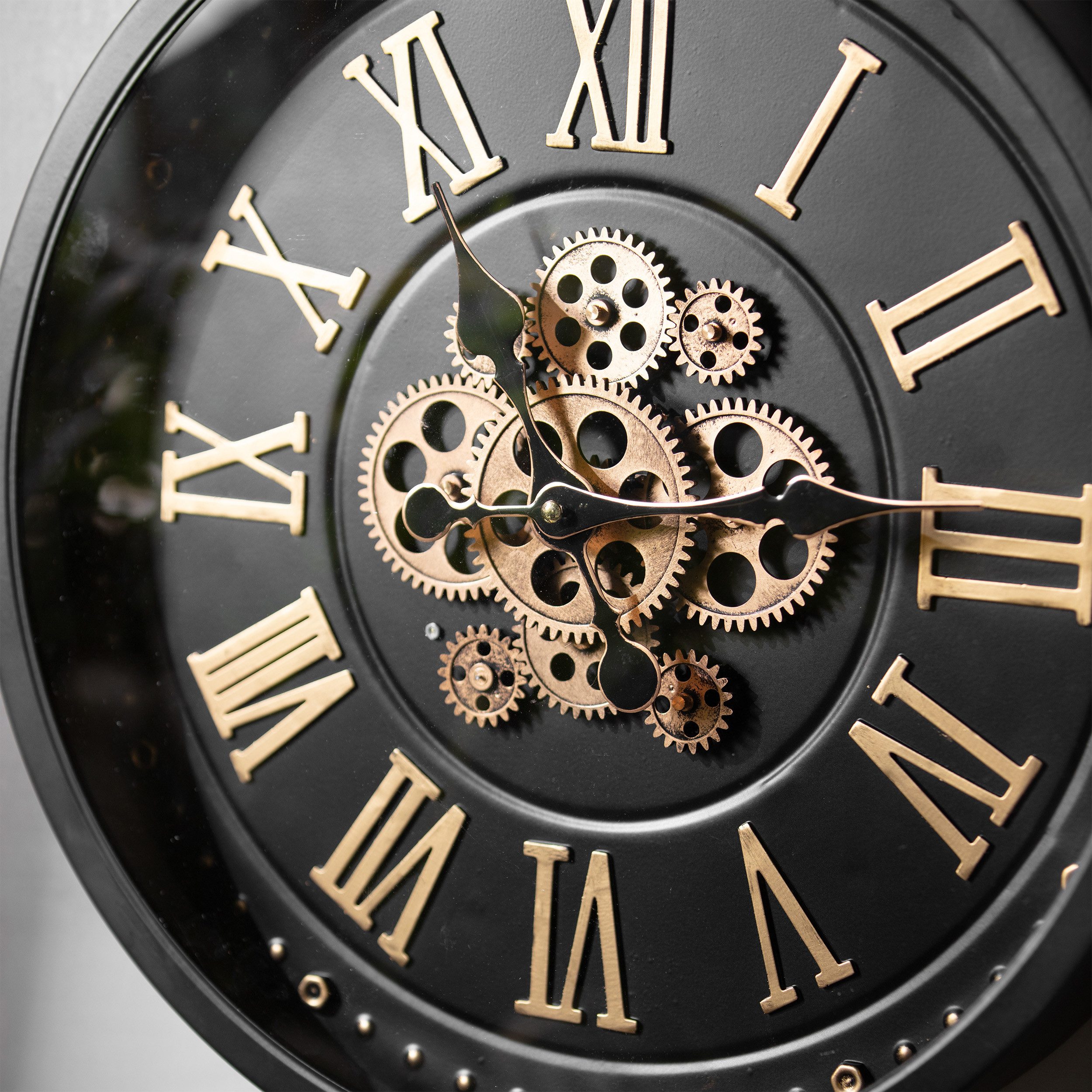 K&L Wall Art Wanduhr industrielle Zahnraduhr große Steampunk Metalluhr (Wanduhr mit drehenden Zahnrädern)