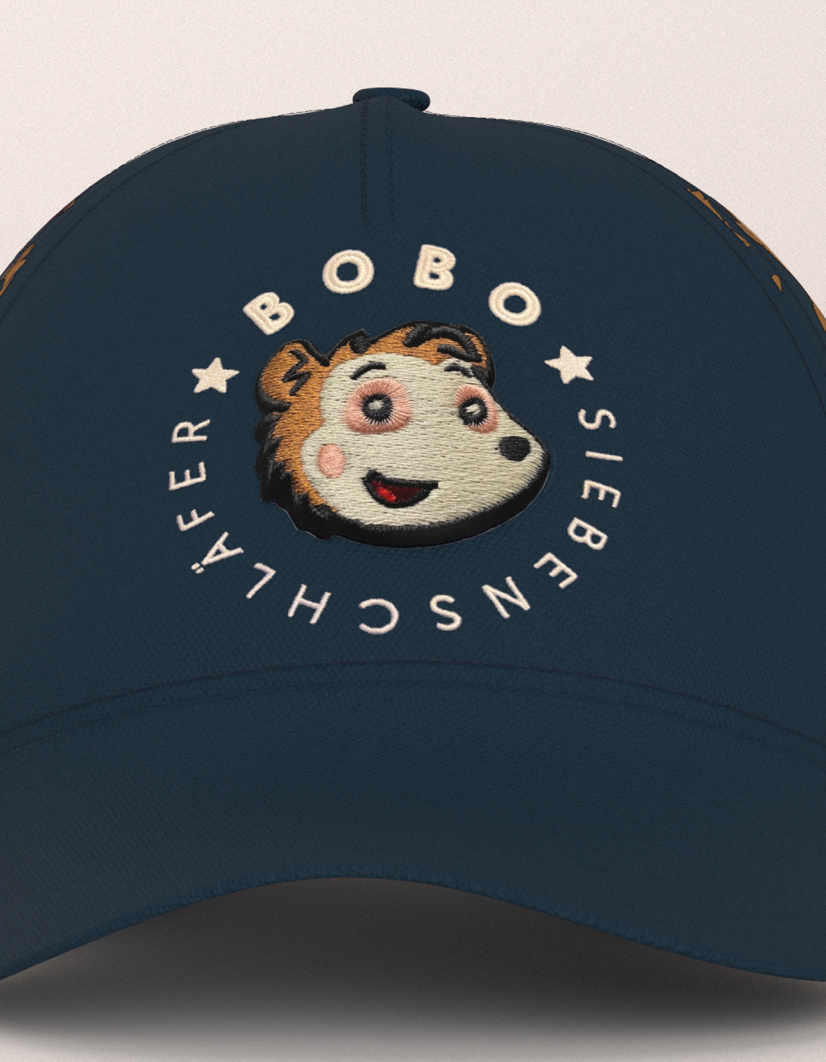 3D Allover Bobo Cap Stickerei, Klettverschluss, Siebenschläfer Blau Baseball Print