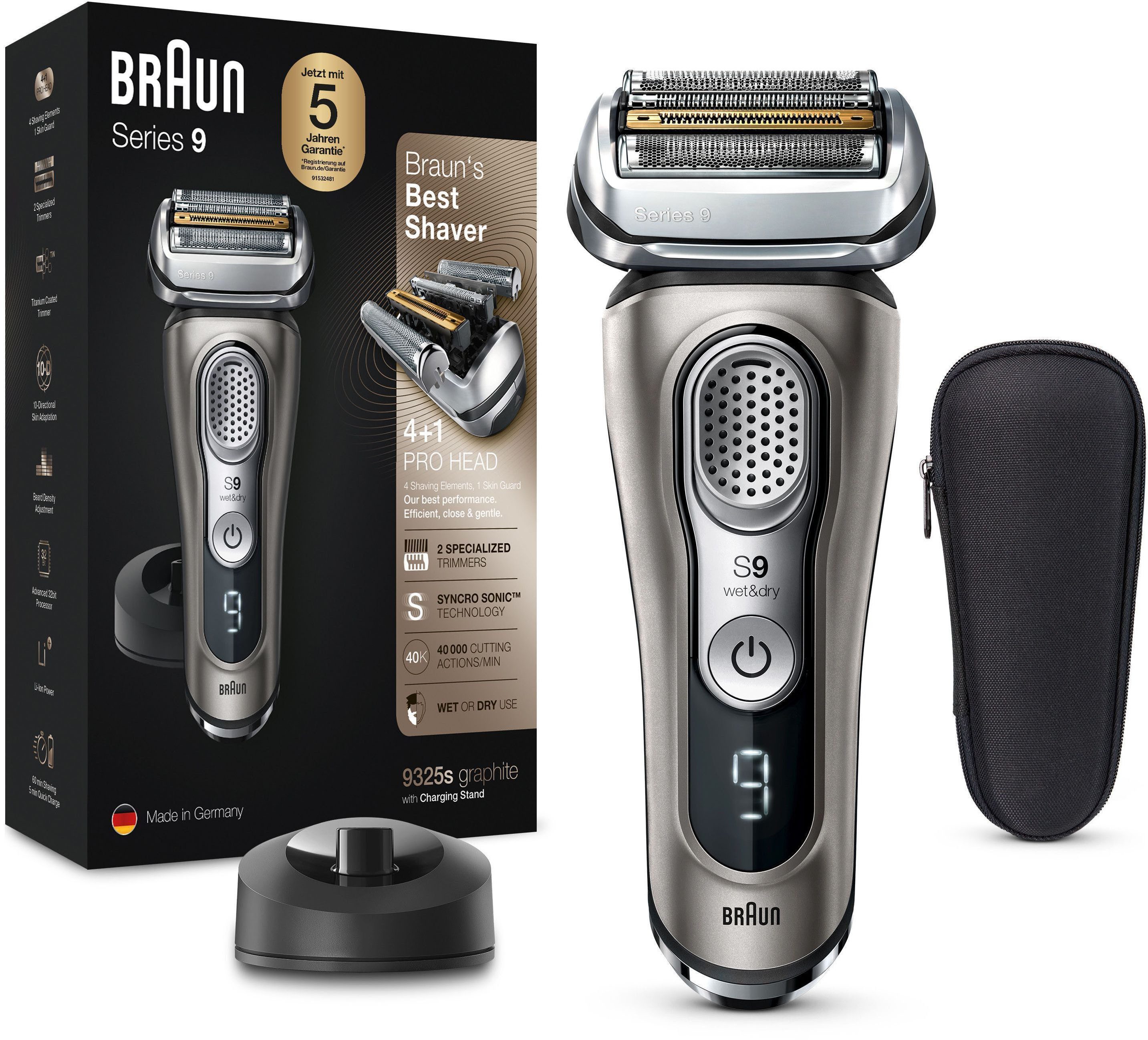 Braun Электробритва Series 9 9 9325s, Wet&Dry, Stoff-Etui