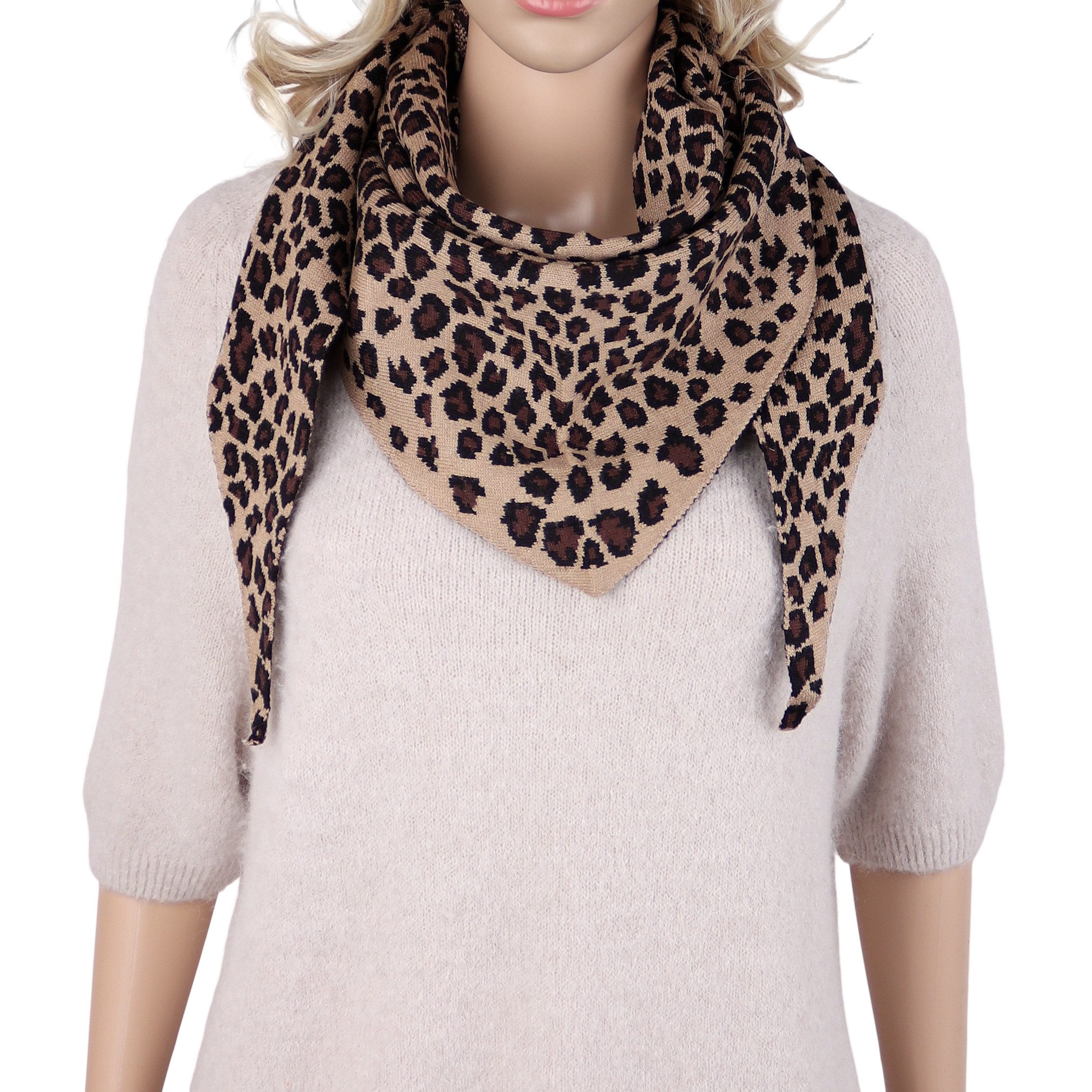 MIRROSI Dreieckstuch Damen weiches Tuch mit Leomuster 60x150 cm, (Neue Kollektion Herbst/Winter 2026), Viskose Wollmix, Herbst Winter