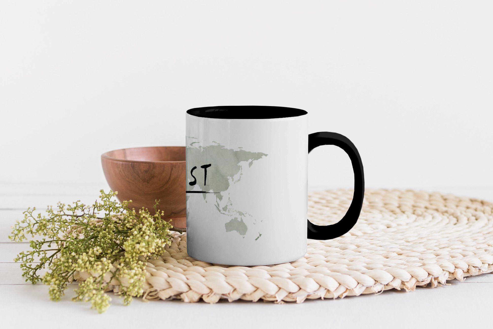 Teetasse, Farbwechsel, Geschenk Aquarell MuchoWow Tasse - Weltkarte Keramik, Kaffeetassen, Zaubertasse, Sprichwort, -