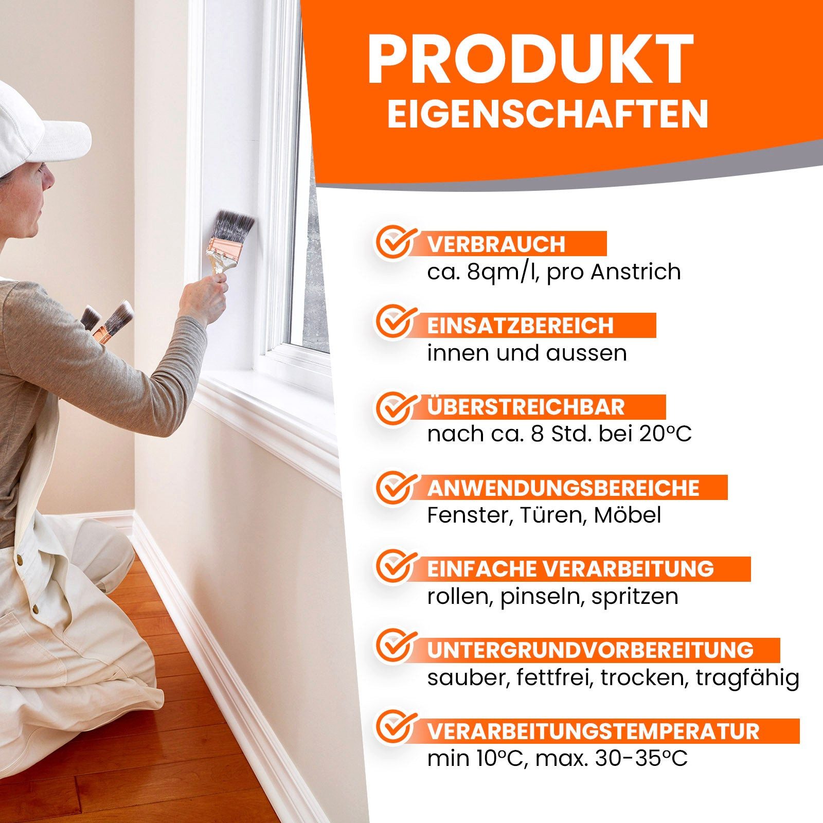 BEKATEQ Tür- und Fensterlack LS-440 1L Fensterlack, seidenmatt oder glänzend, Lack für Holz, Metall, Kunststoff, Holzlack – Bild 4 von 5