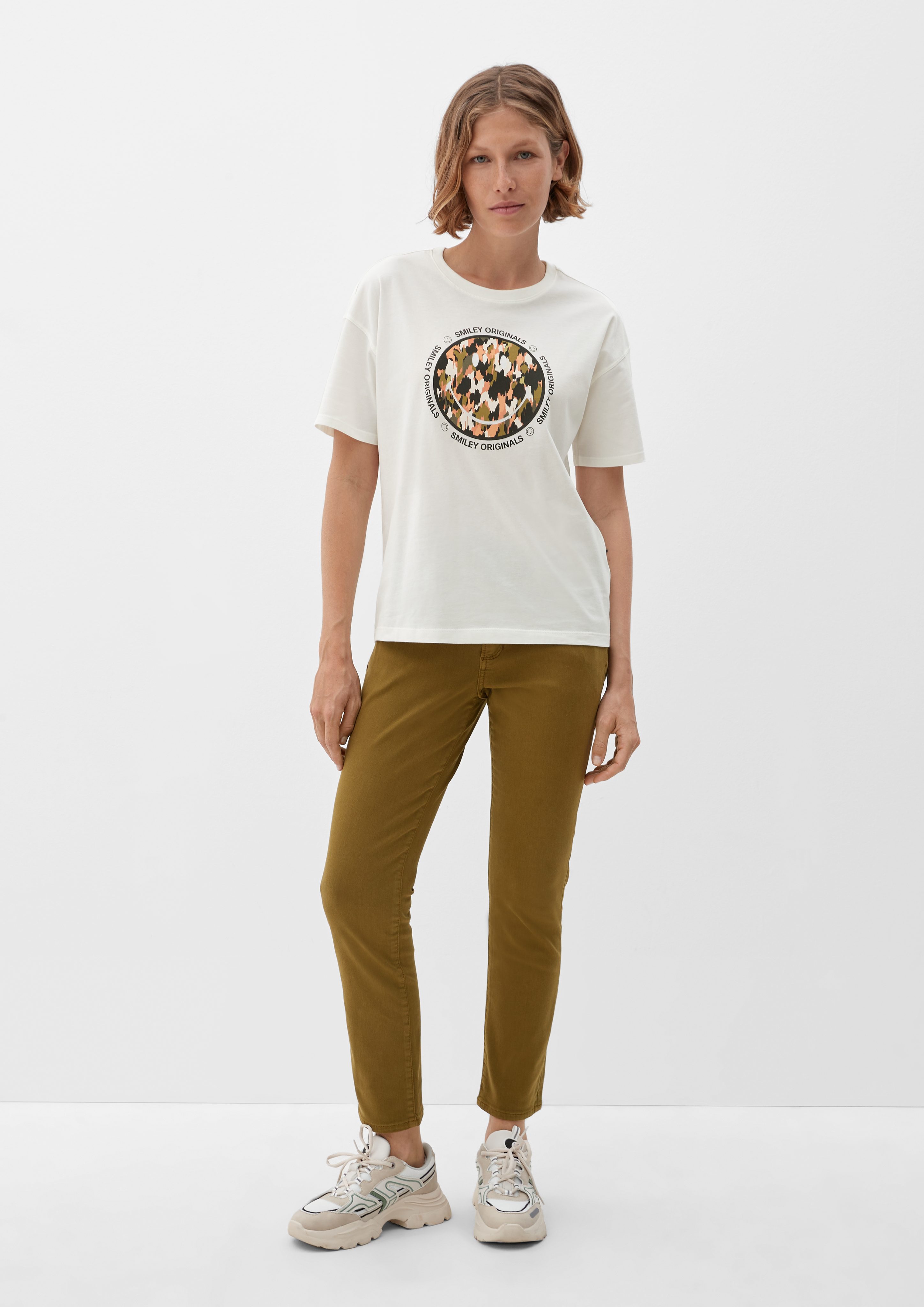 s.Oliver Smiley®-Print T-Shirt mit Kurzarmshirt ecru