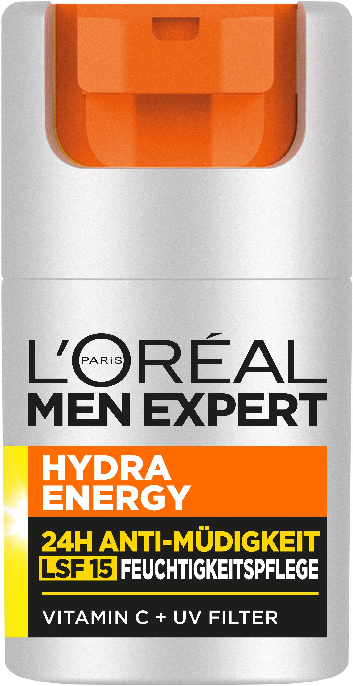 L'ORÉAL PARIS MEN EXPERT Gesichtsgel HYDRA ENERGY 24H ANTI-MÜDIGKEIT FEUCHTIGKEITSPFLEGE LSF15, mit Lichtschutzfaktor