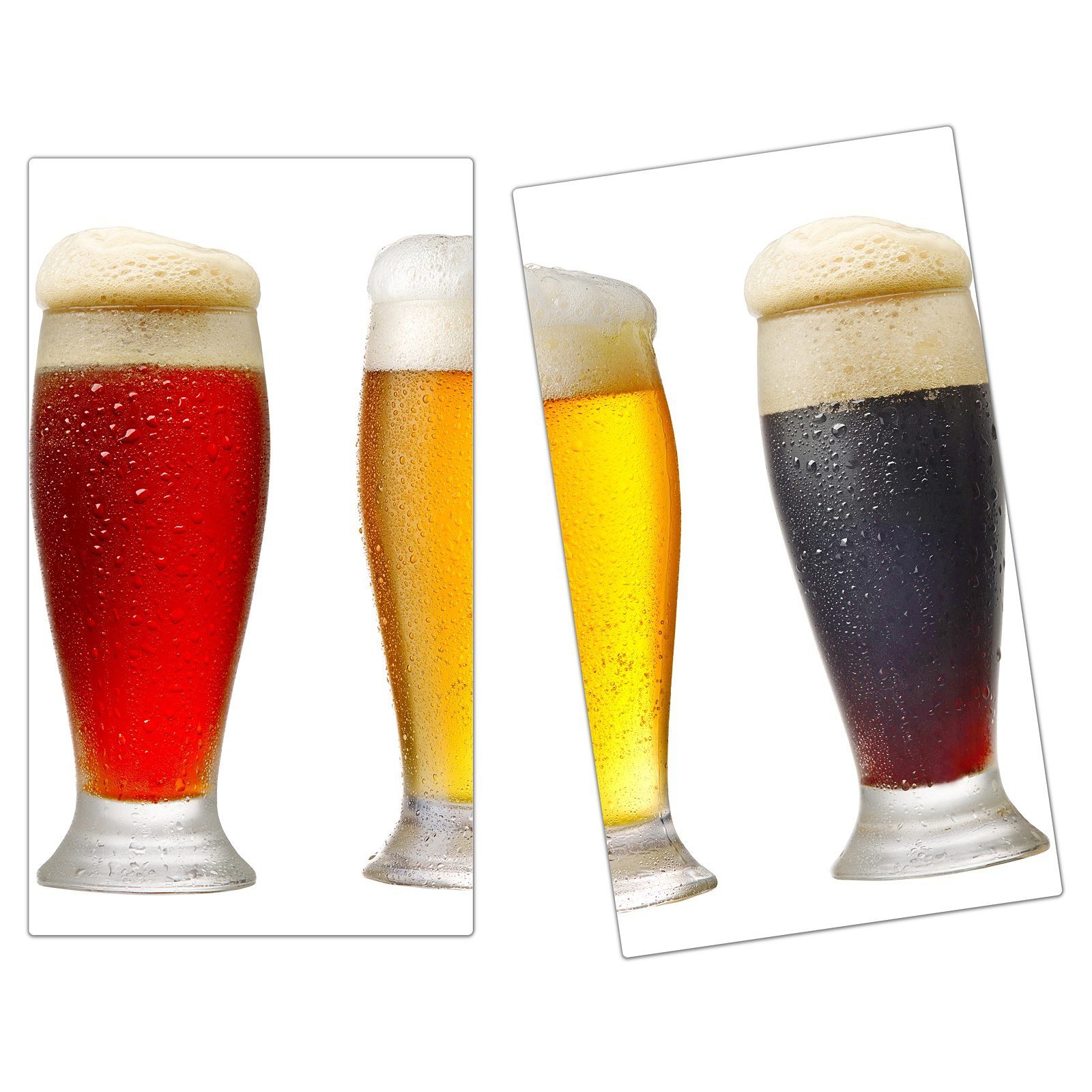 Herdabdeckplatte (2 Biersorten, Glas Glas, Herd-Abdeckplatte Verschiedene aus Primedeco tlg) Spritzschutz