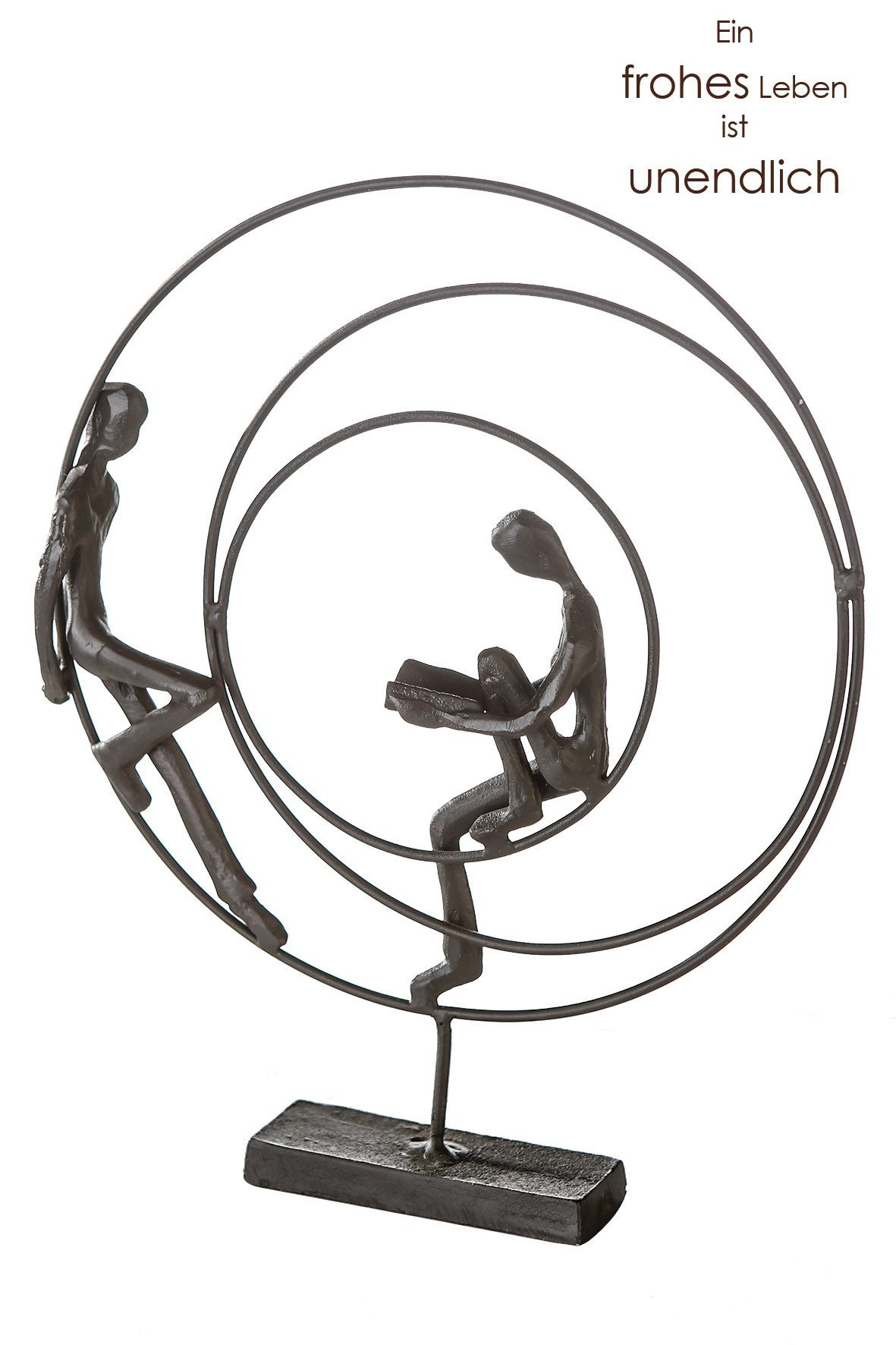 GILDE Skulptur CIRCLES Skulptur - braun - Eisen - H. 24,5cm x B. 20cm - Figur (1 Stück), Runde Metallfigur Paarmotiv - Dekoskulptur Buchmotiv