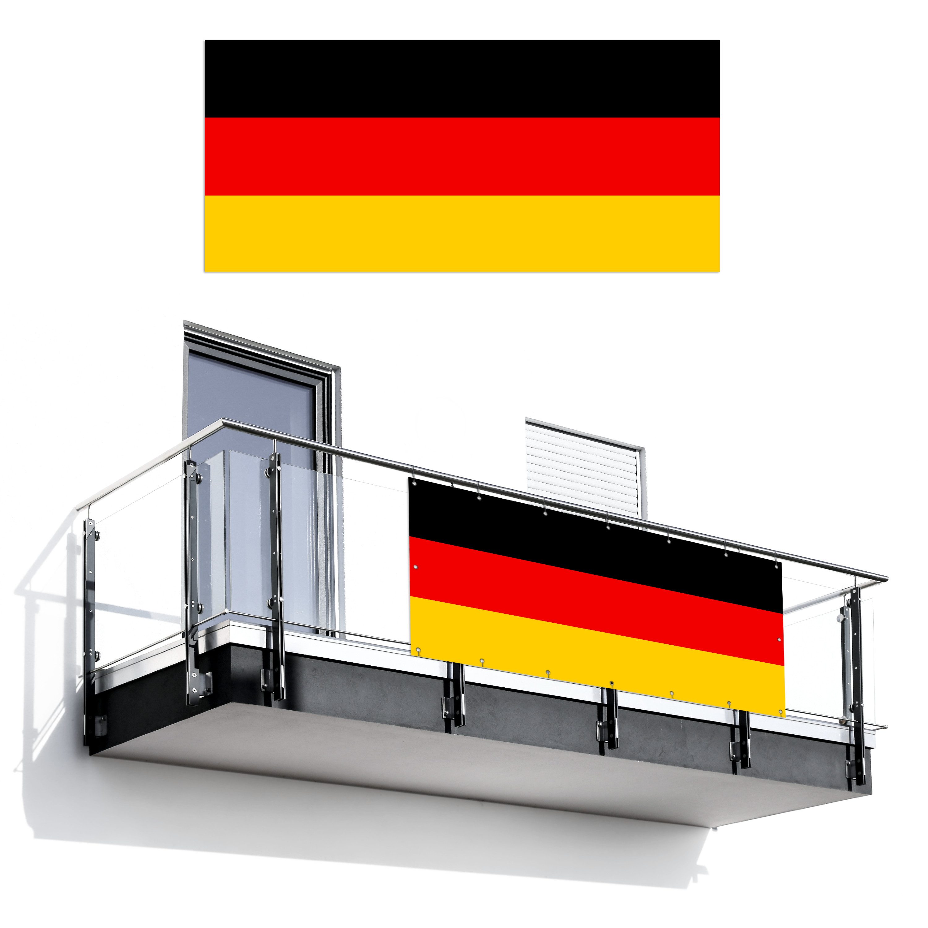 MuchoWow Balkonsichtschutz Deutsch - Flagge - Deutschland (1-St) Balkon Sichtschutz 90x200, Windschutz für Zaun PVC, 200x90 cm