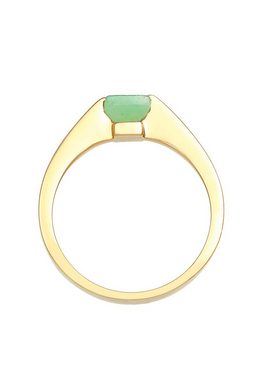 Elli Premium Fingerring Jade Grün Dreieck klassik 925 Silber vergoldet