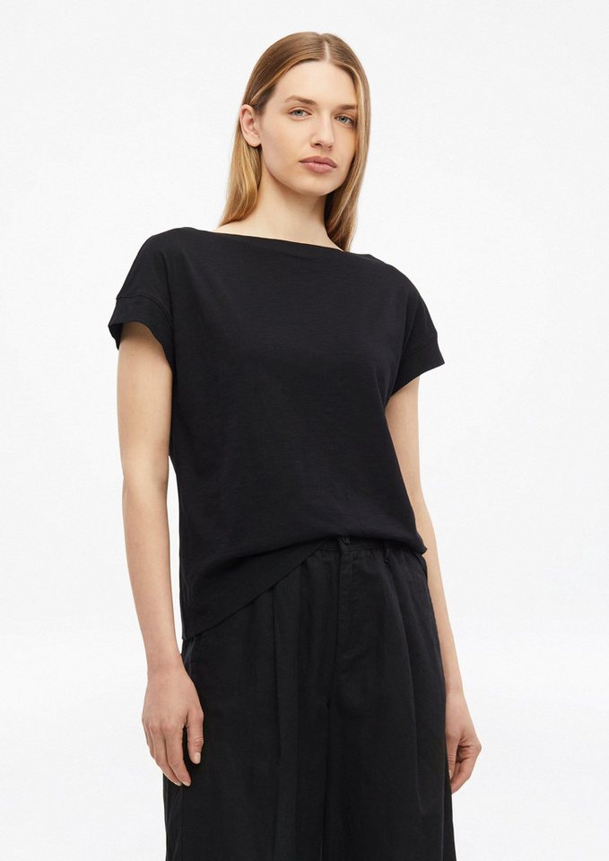 s.Oliver Kurzarmshirt T-Shirt T-Shirt in Flammgarnstruktur mit U-Boot-Ausschnitt