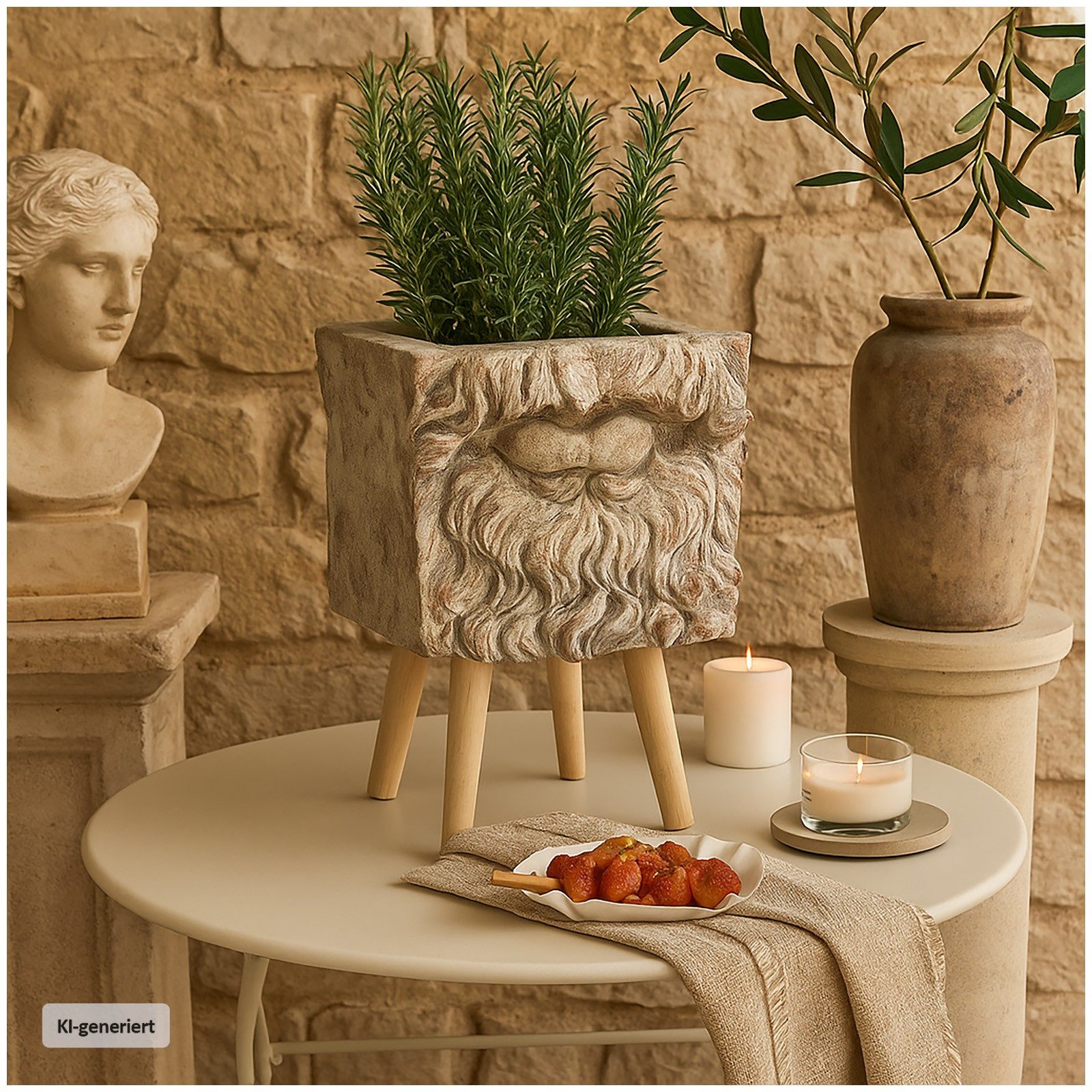 HTI-Living Pflanzkübel Pflanzgefäß Apollon Blumenkübel Mund (Stück, 1 St., 1 Pflanzgefäß ohne Dekoration), Übertopf Dreibein Antik