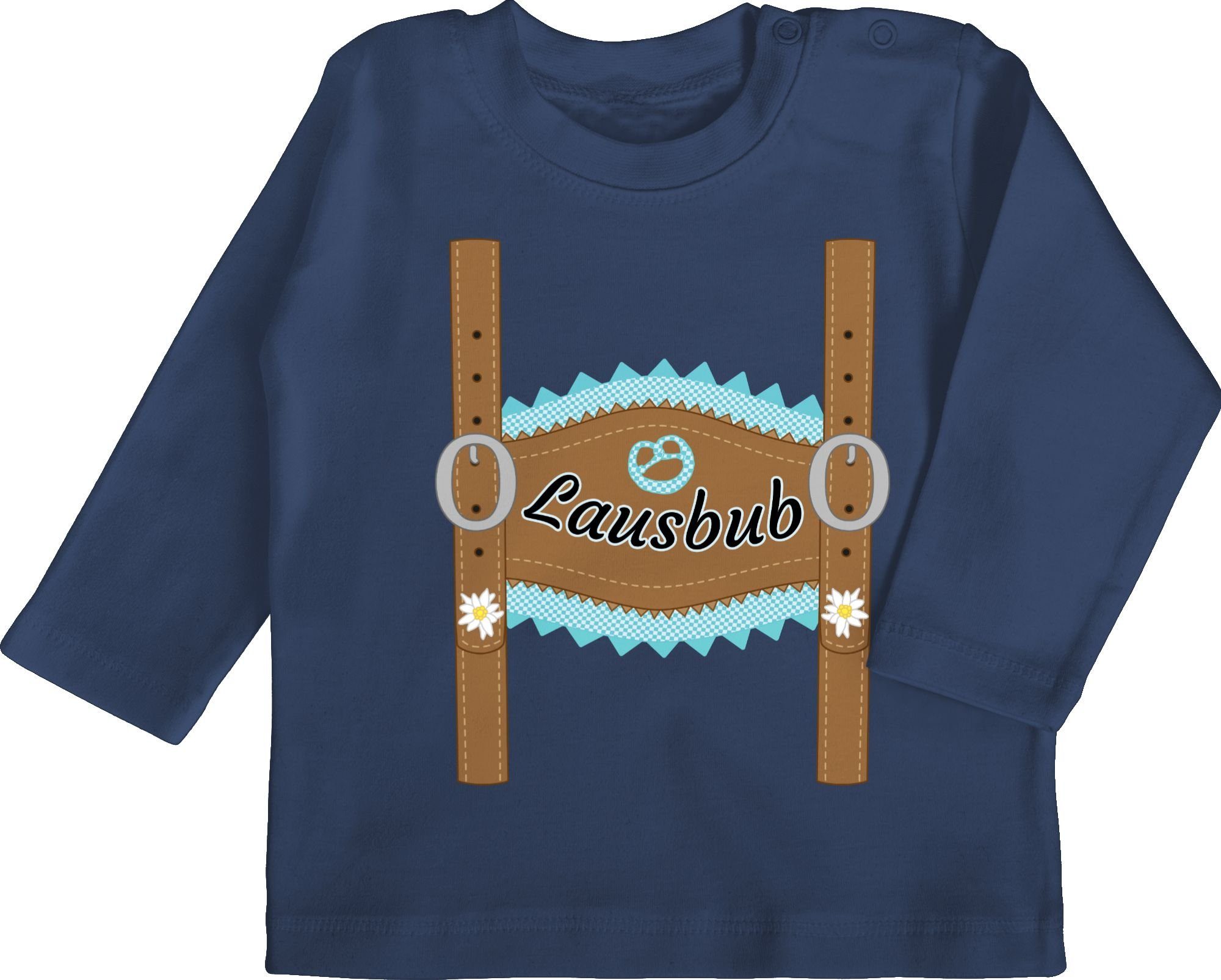 Lausbub Navy Shirtracer Baby Outfit Blau Mode für Oktoberfest T-Shirt Lederhose 1