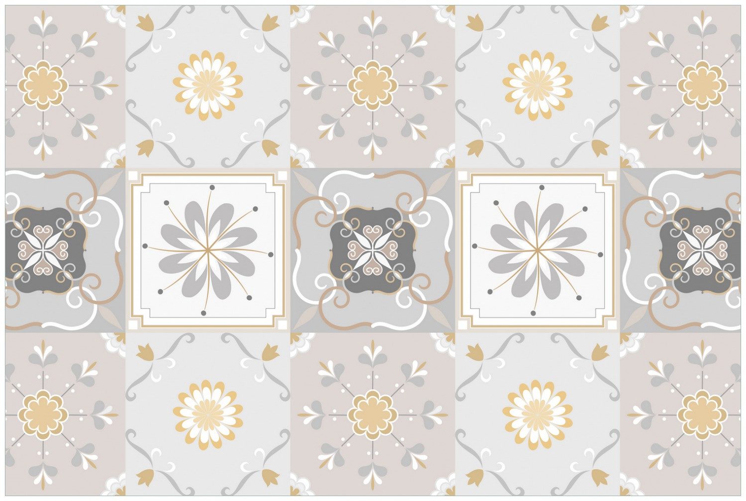 Wallario Küchenrückwand Florale Vintage-Fliesenmuster, (1-tlg)