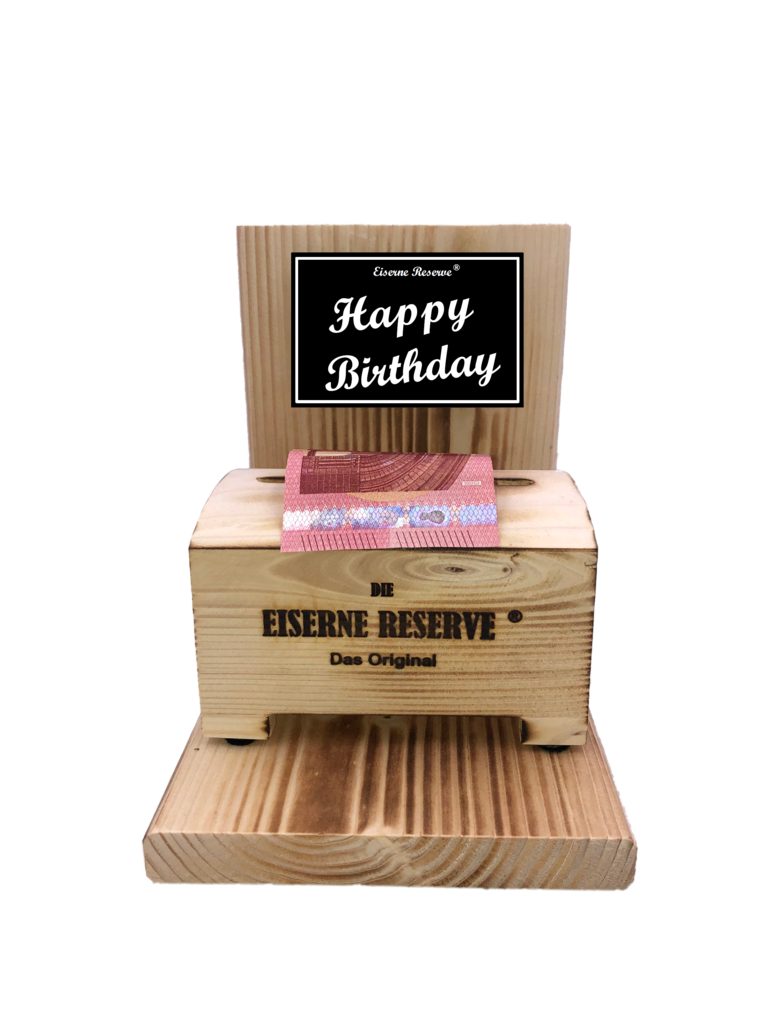 Eiserne Reserve® Geschenkbox Happy Birthday - Eiserne Reserve Geldbox - Geburtstag Geldgeschenk - G