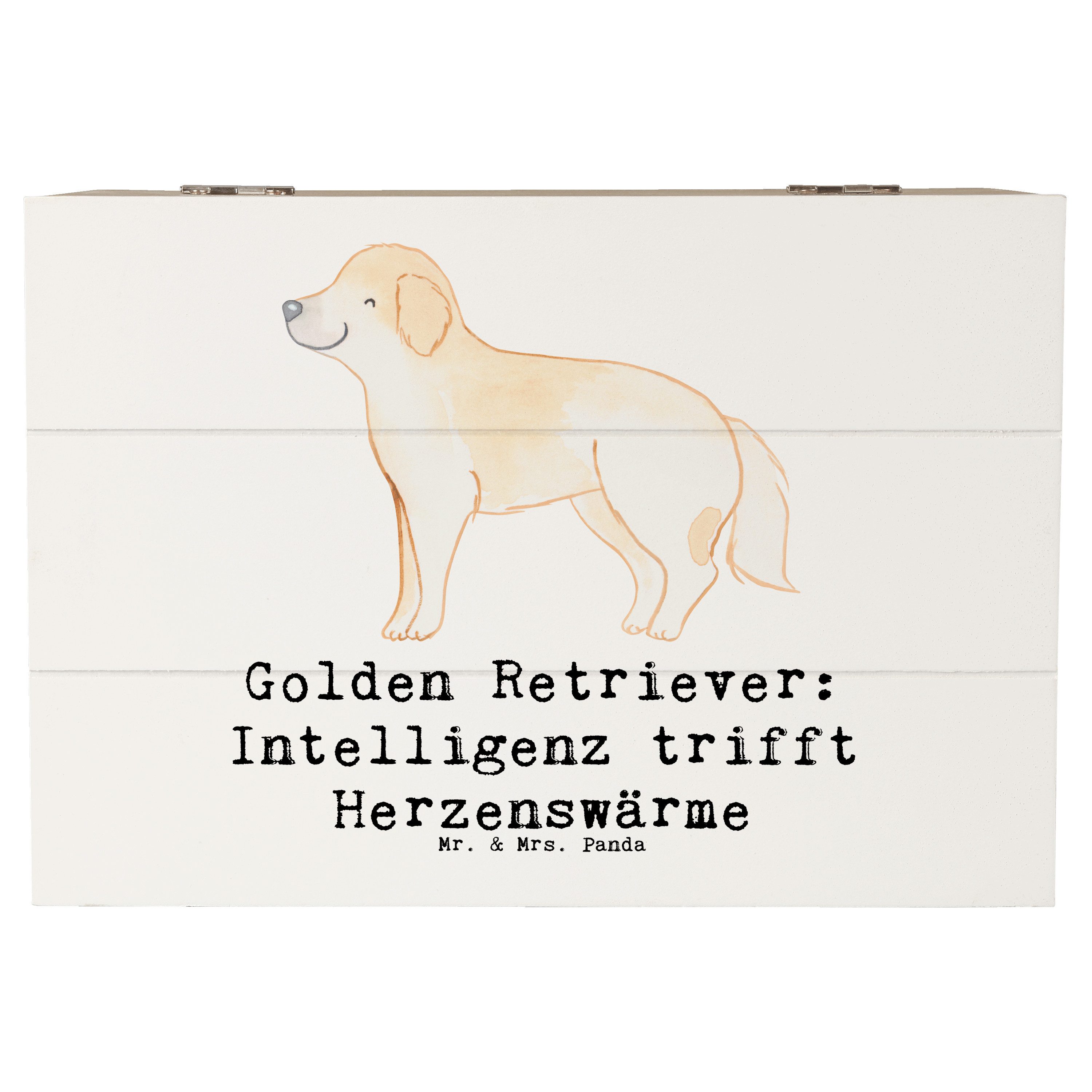 Dekokiste 22 x 15 cm Golden Retriever Liebe - Weiß - Geschenk, Hundeliebhaber
