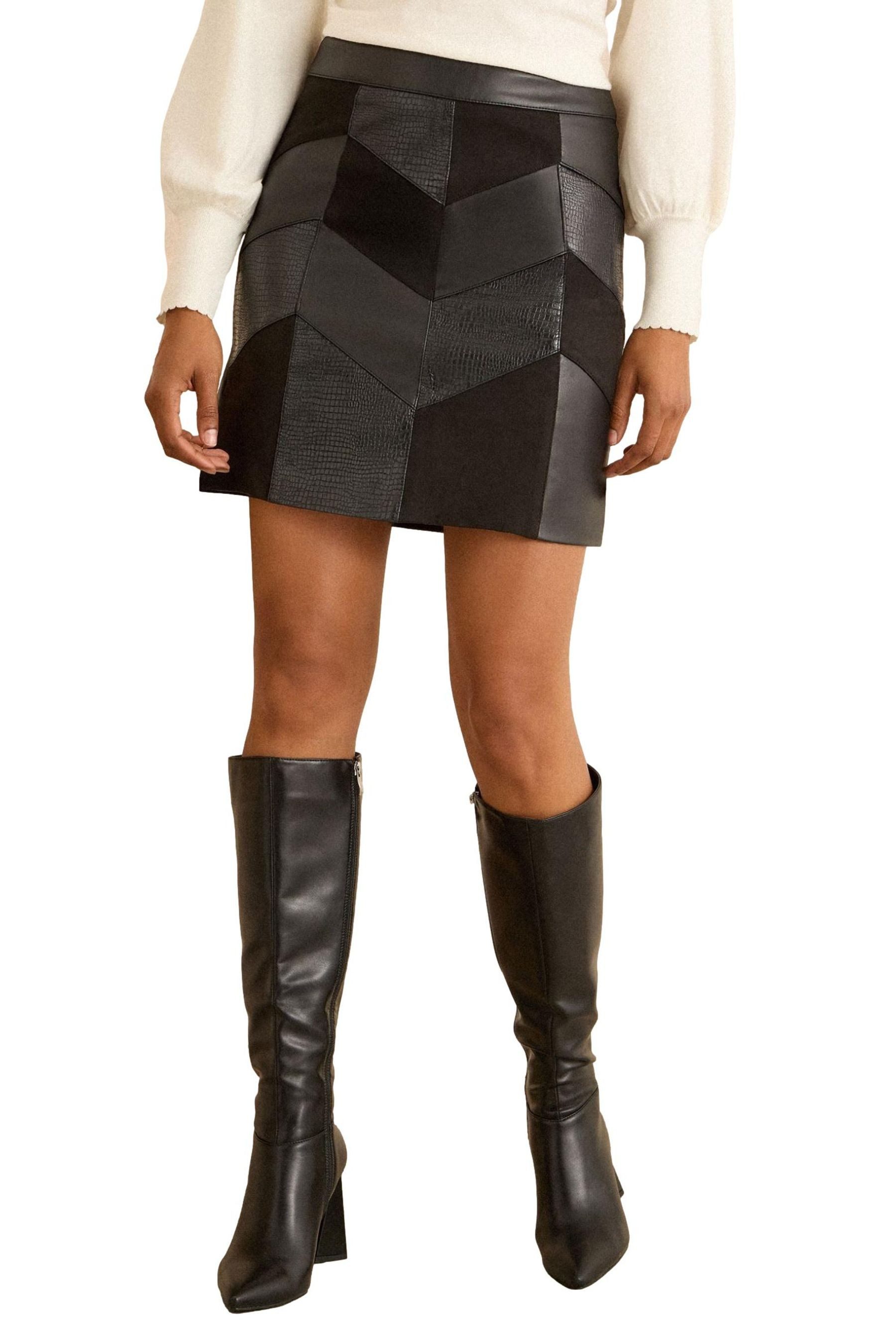 Love & Roses Lederrock Love & Roses Minirock in Kroko-Optik, Petite (1-tlg)