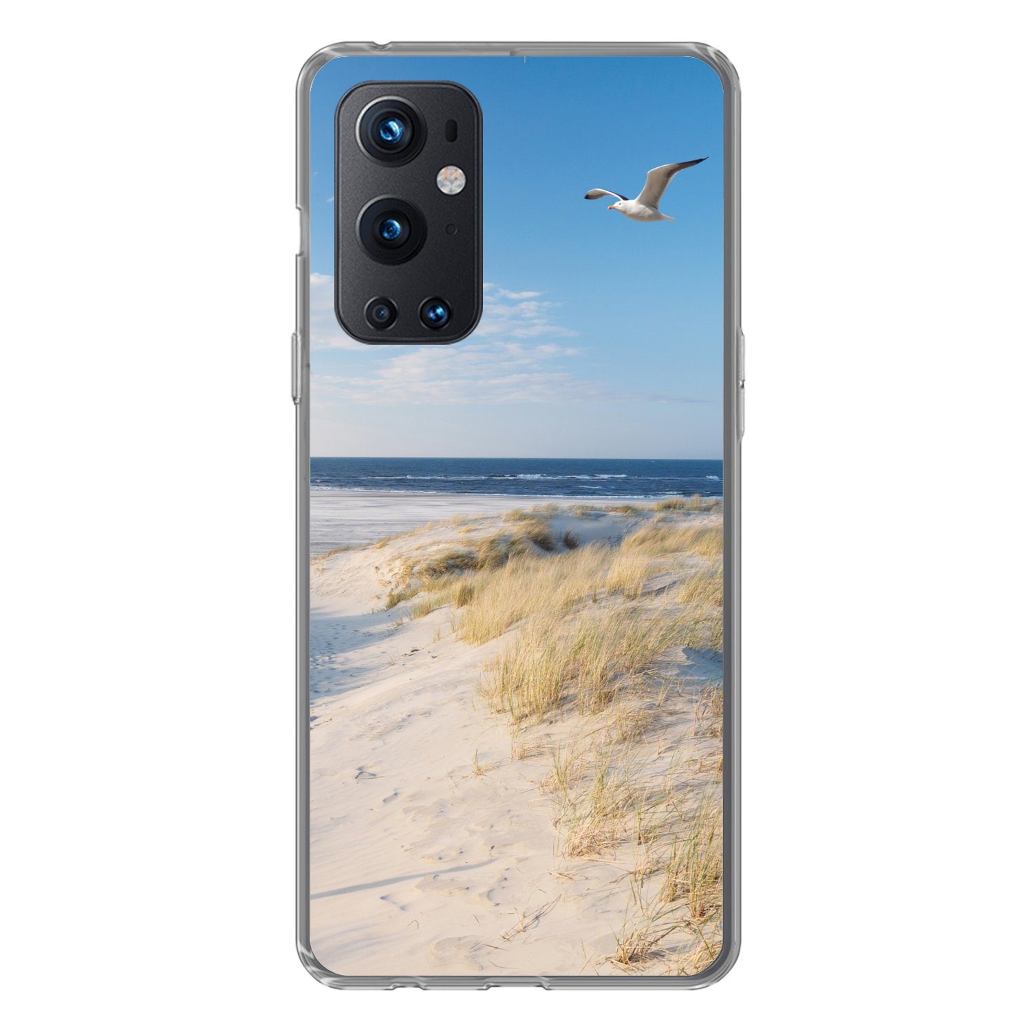 MuchoWow Handyhülle für OnePlus 9 Pro Düne - Möwe - Strand - Meer - Sonne, Phone Case, Silikon, Schutzhülle Dünn