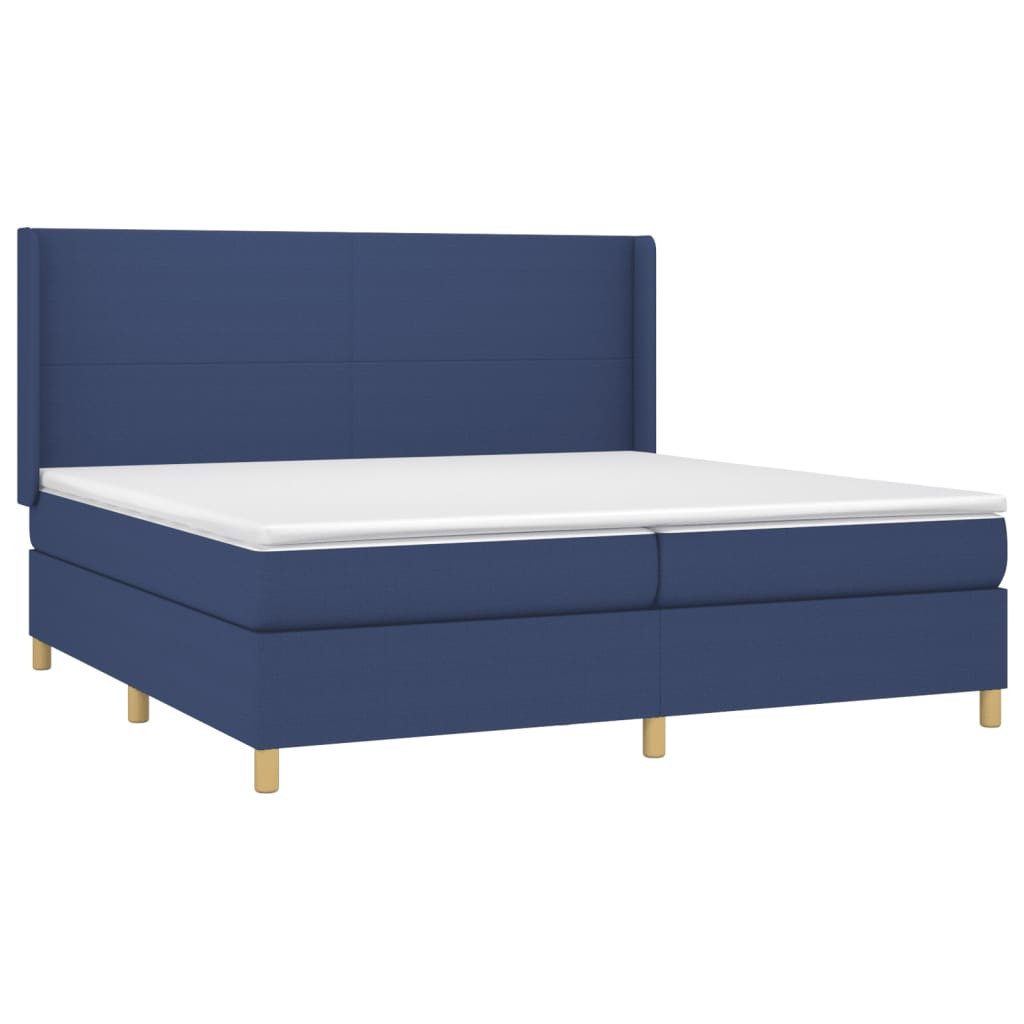 Bett Boxspringbett mit Matratze Blau 200x200 cm Stoff