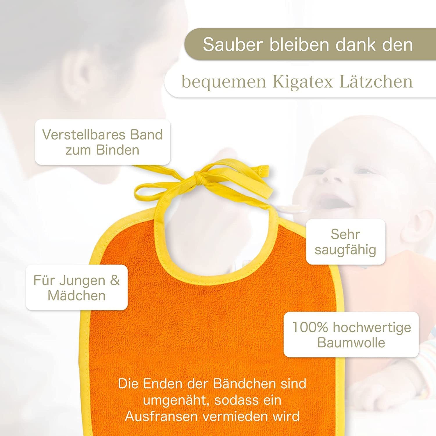 KiGATEX Lätzchen Multicolor, (Spar-Set, 10er Pack), Walkfrottier