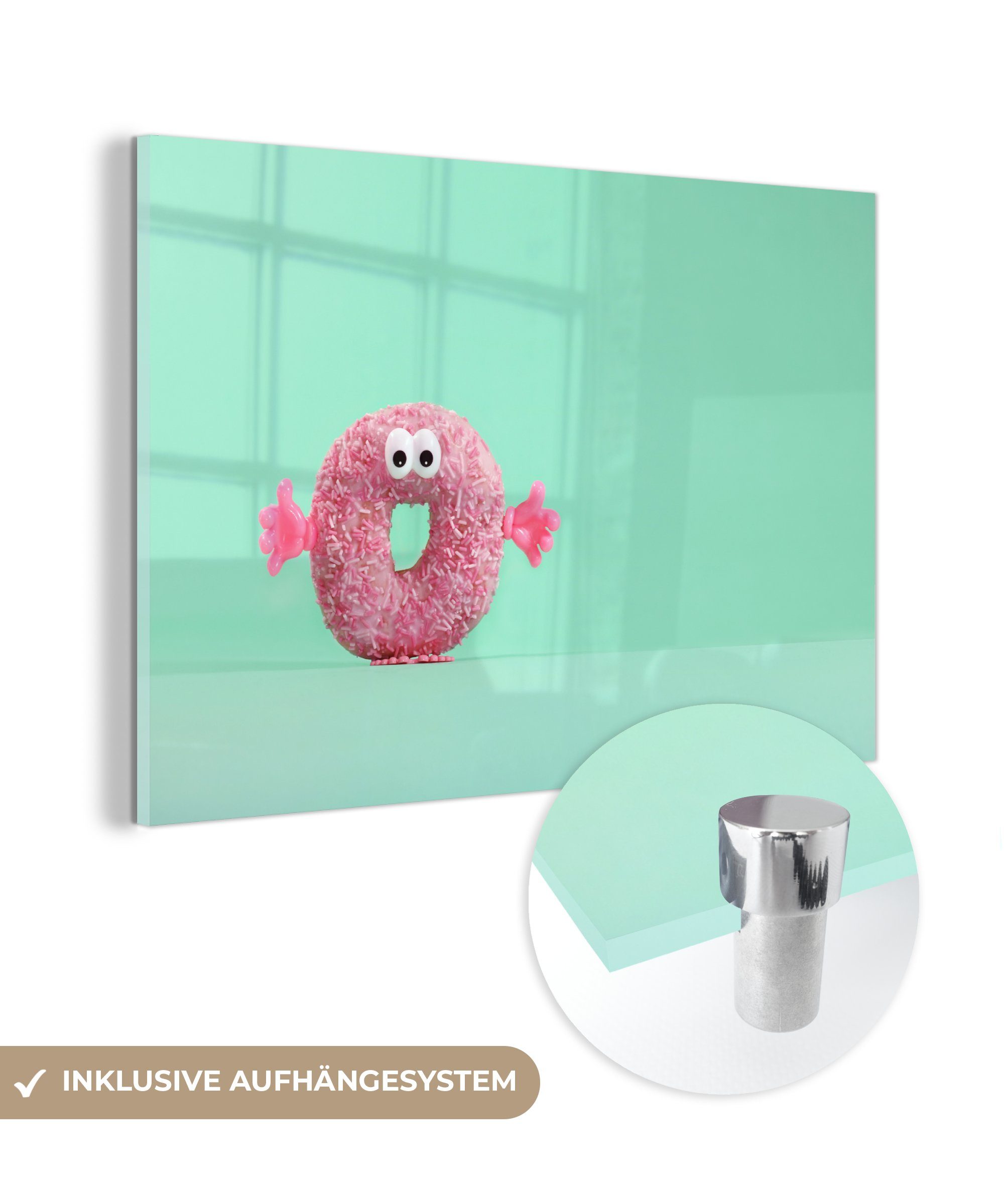 MuchoWow Acrylglasbild Fröhlicher Donut, (1 St), Acrylglasbilder Wohnzimmer & Schlafzimmer | Bilder