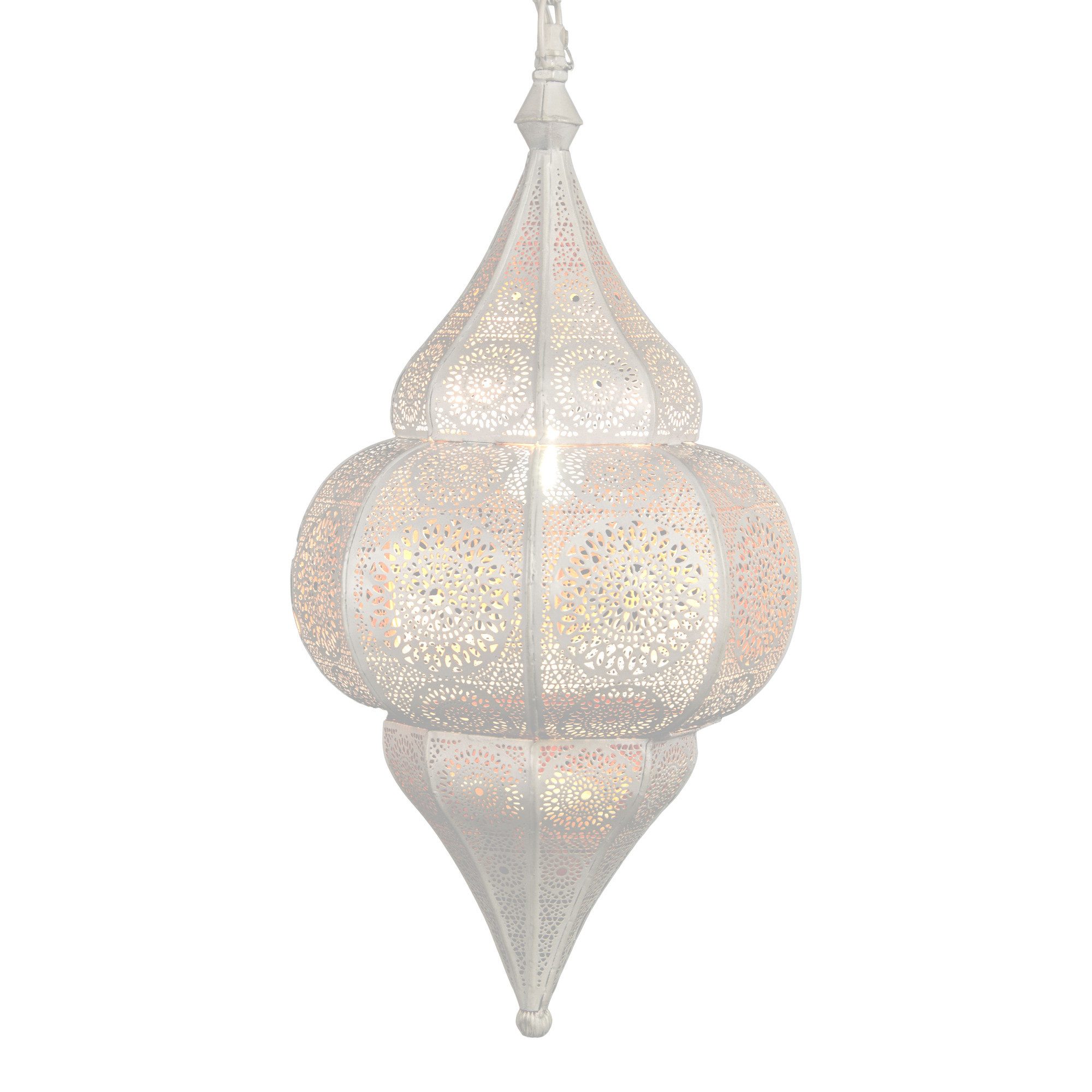 Marrakesch Orient & Mediterran Interior Pendelleuchte Pendelleuchte Lunar im Orient-Stil aus Metall gefertigt, in Weiß 40 cm, Handarbeit