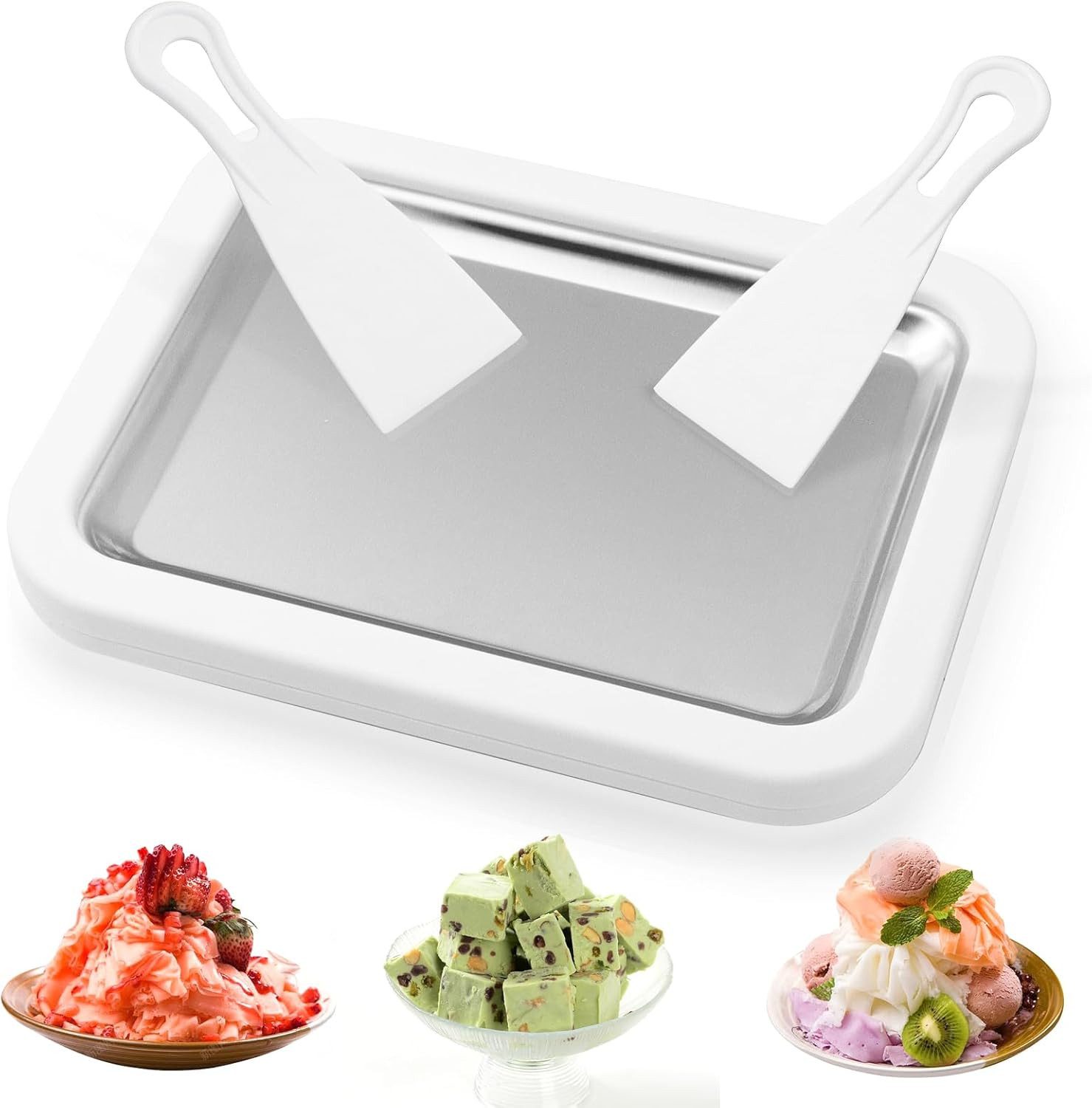 FELIXLEO Eismaschine Eisplatte zum Eis Machen Roller Maker Pan mit 2 Spateln