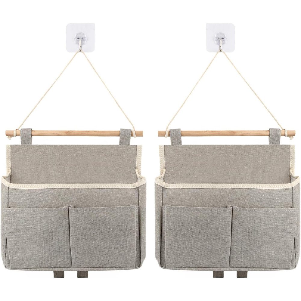 TUWENA Hängeaufbewahrung 2 Stück Hängeorganizer mit 2 Haken, Wasserdicht Hängeaufbewahrung, Hohe Kapazität Zusammenbaubar, Faltbarer Hängeregal Wandkorb