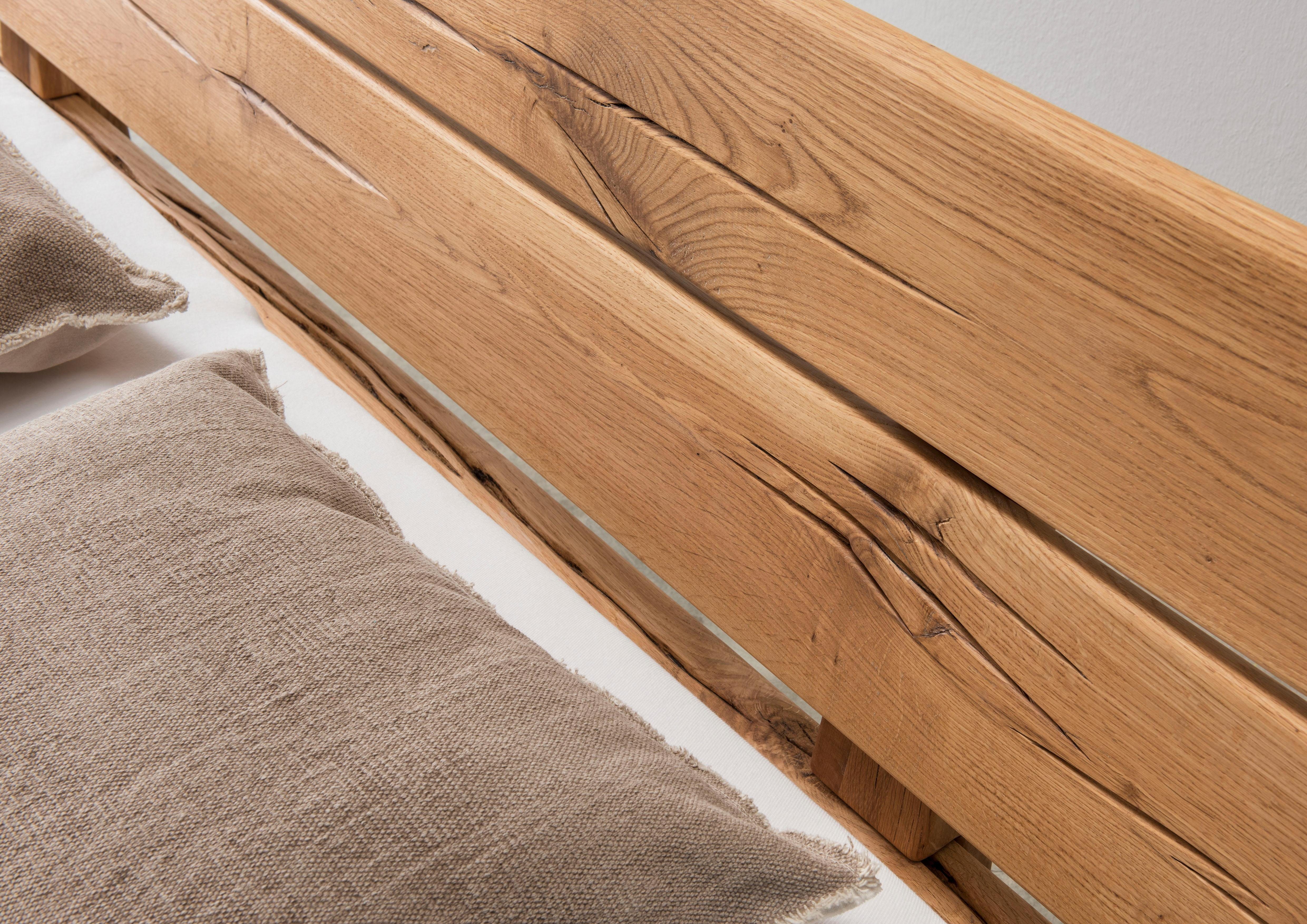 Home affaire Massivholzbett Ultima Balkenbett Doppelbett, Füße mit Kufenform (hohe Belastbarkeit: 200kg je Seite), Massivholz, Skandinavisches Design, Robust, stabil, FSC zertifiziert