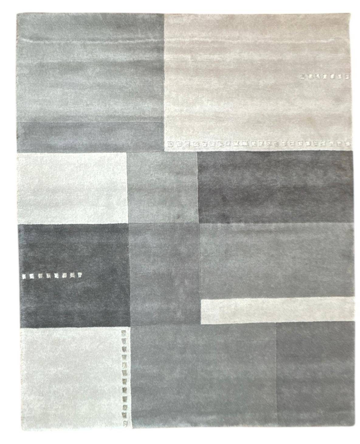 Rug Studios Teppich VENUS NEPAL - HANDGEKNÜPFT MODERN, Rechteckig, Höhe: 20 mm, Handgeknüpft, 70 x 140 cm, Silber-Grau