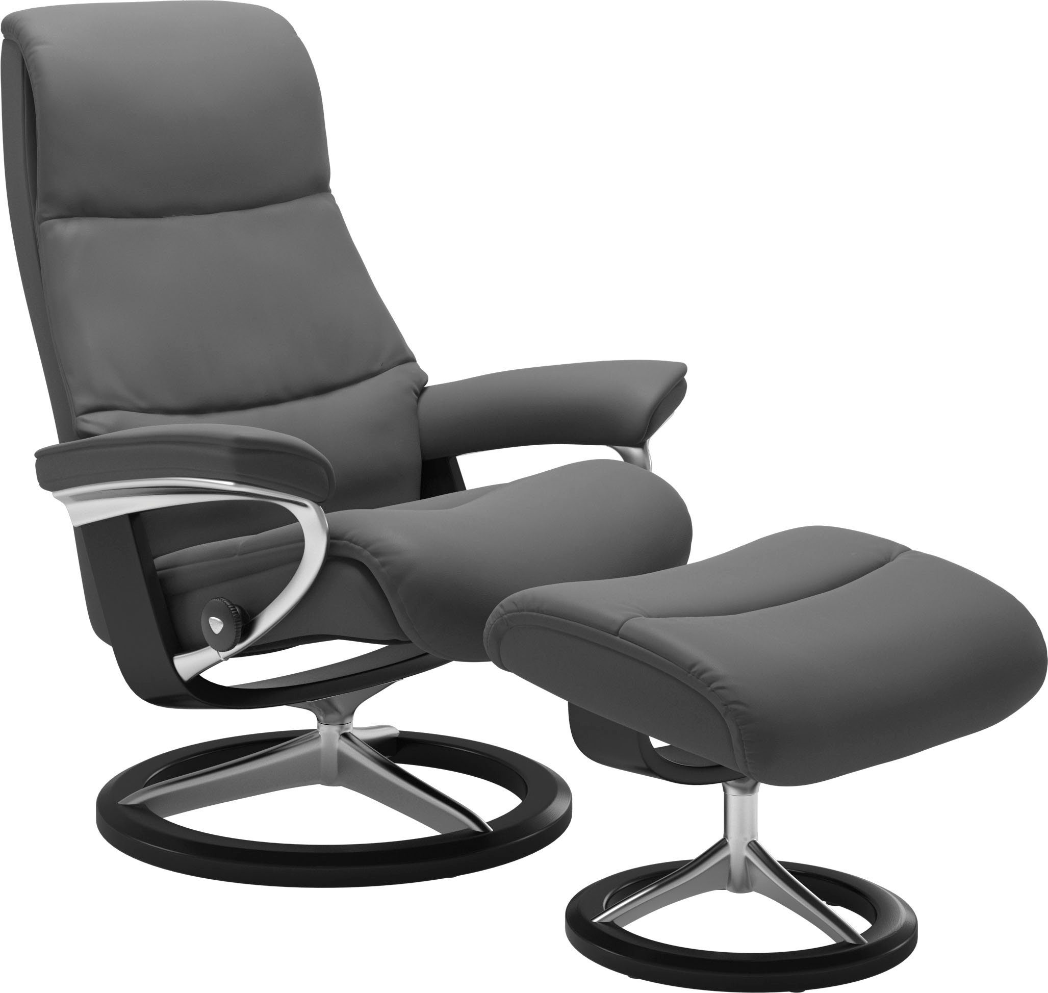 Stressless® Relaxsessel View mit Signature Hocker), Größe Schwarz Base, mit M,Gestell Relaxsessel (Set