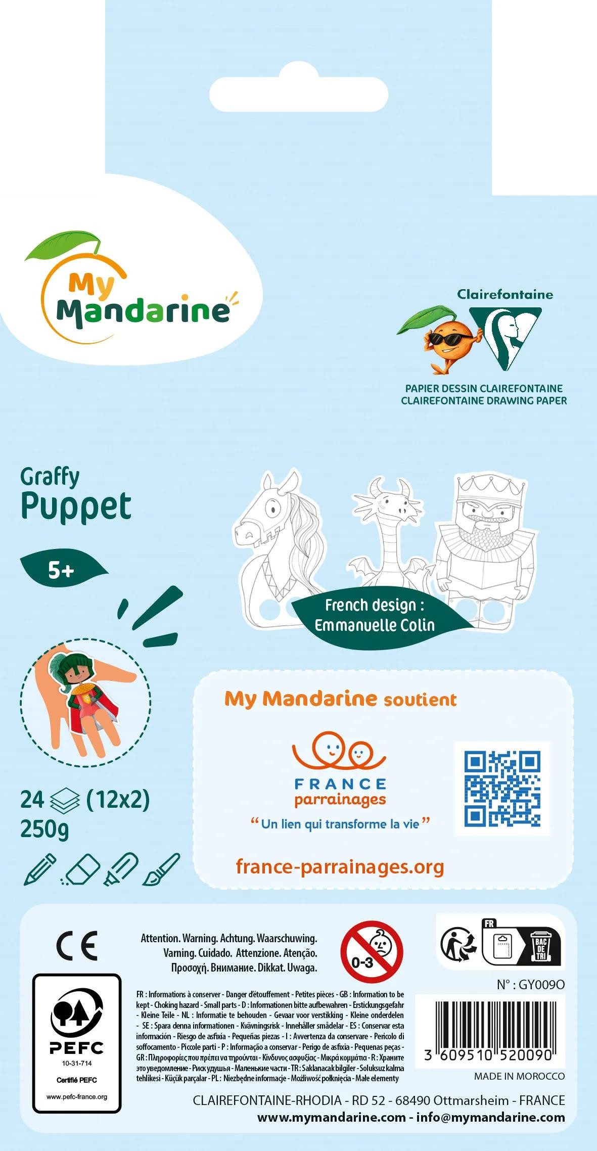 Avenue Mandarine Malvorlage 5x Graffy Puppet, Drachen und Ritter - Gelb GY009O, Ausmalbuch