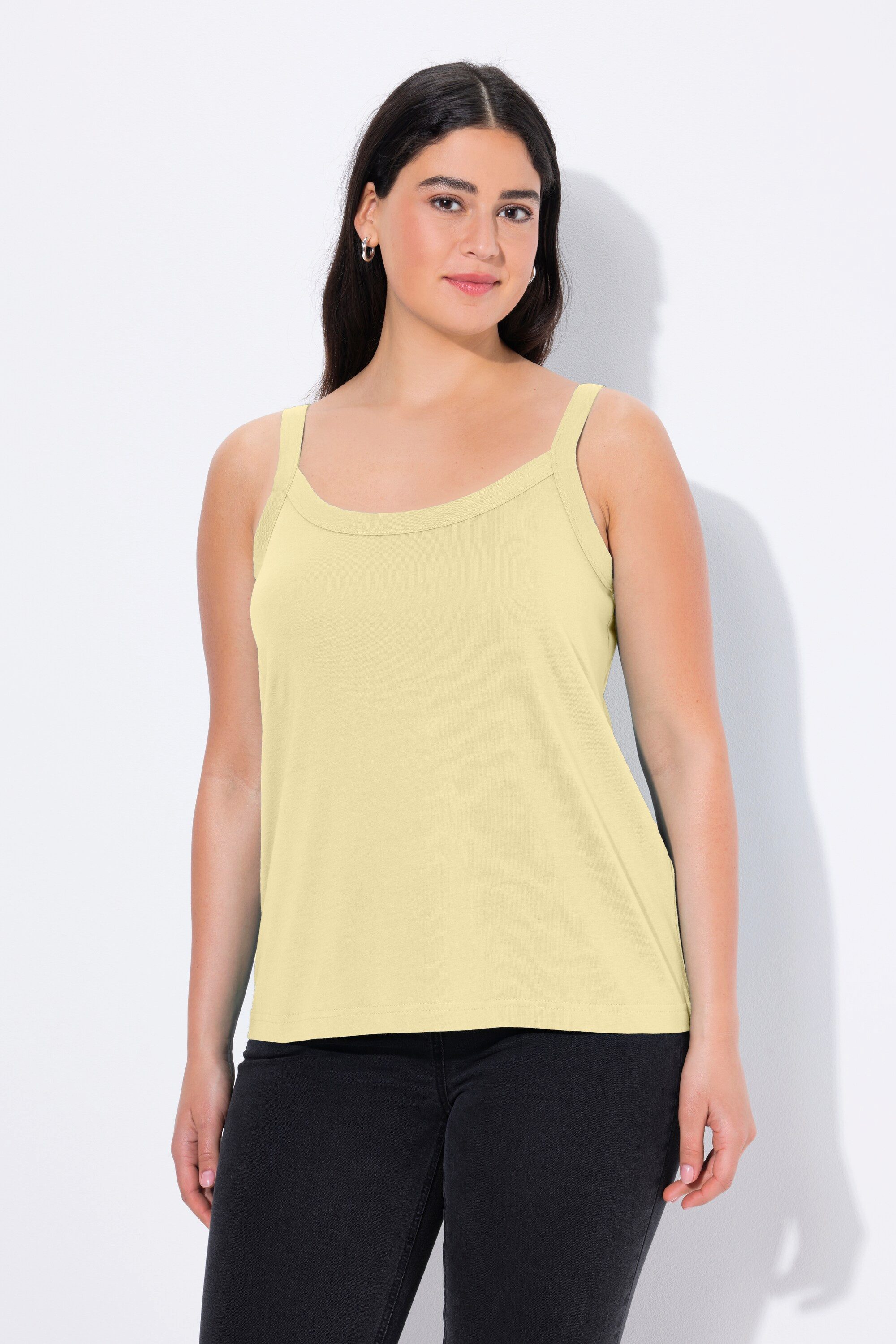 Ulla Popken Longtop Spaghettitop Rundhals Modalmix ärmellos