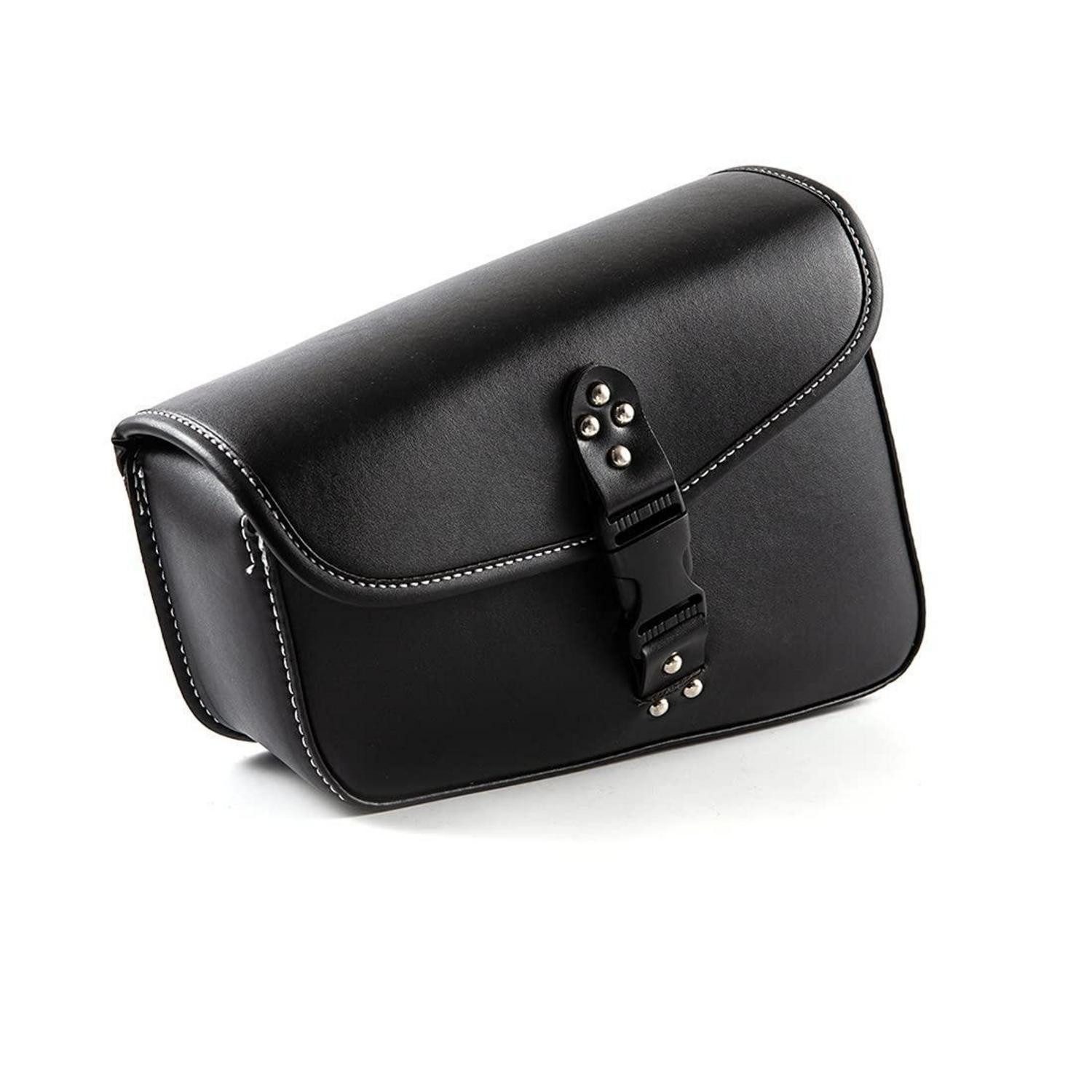 LuxusKollektion Satteltasche Seitentasche Motorrad PU Leder Werkzeugtasche Schwarz Linke Seite