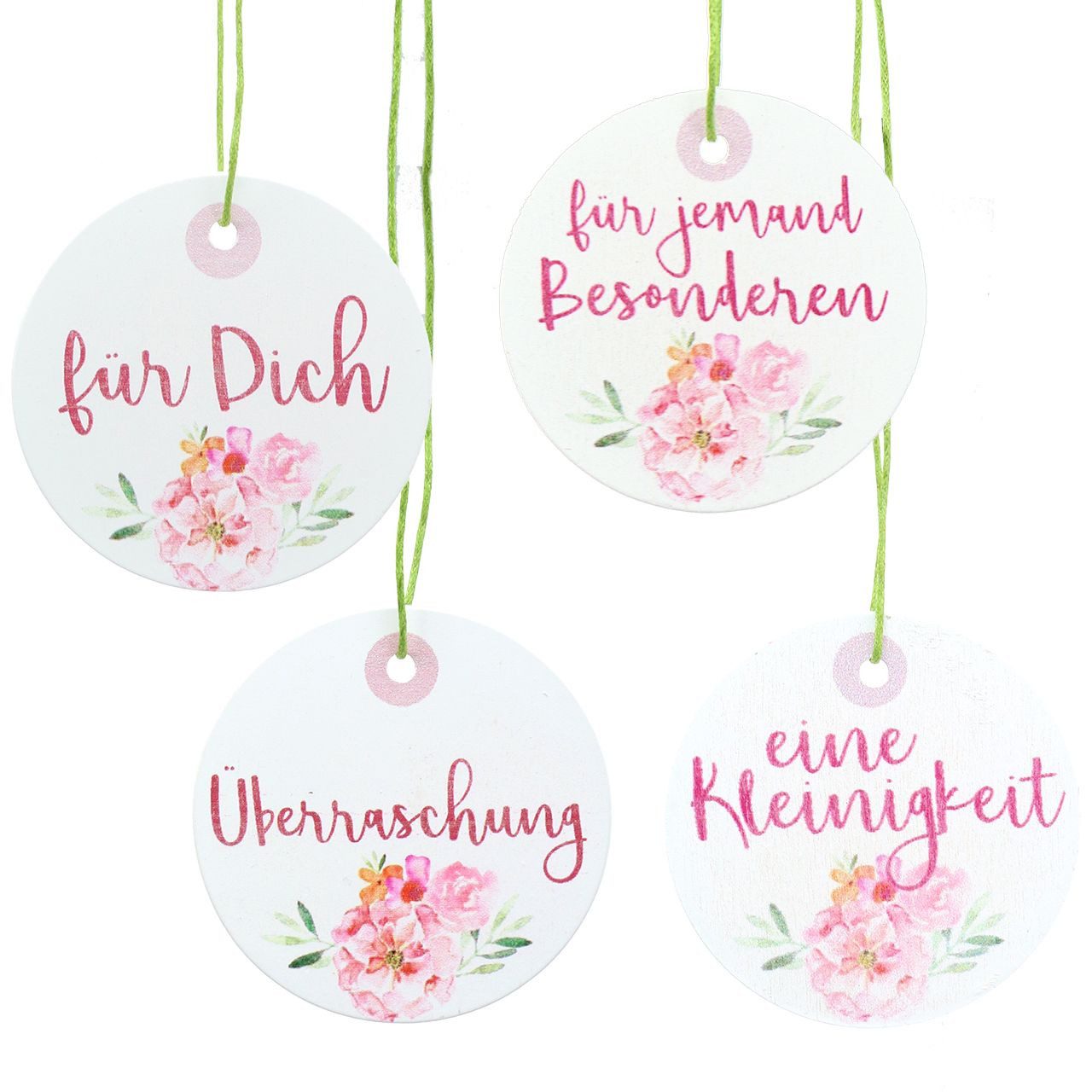 Florists Products Grußkarten Holz-Geschenkanhänger mit Spruch und floraler Verzierung, 12 Stück
