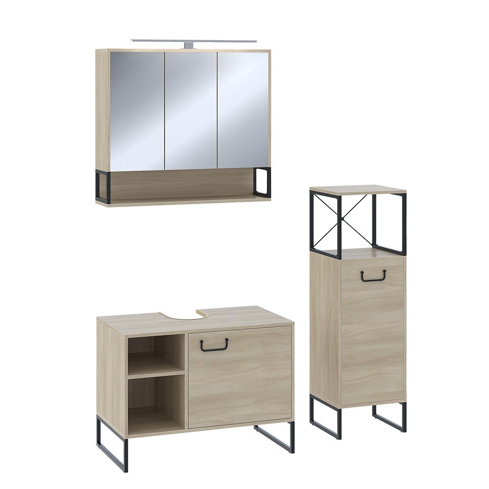 Vicco Badmöbel-Set Vionna, Eiche, 3 Teile, günstig online kaufen