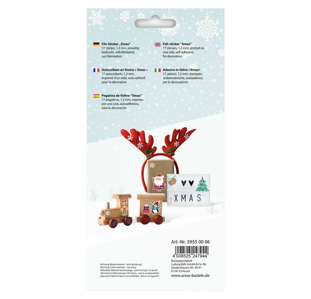 Thumbnail - URSUS Bastelnaturmaterial URSUS Filz Sticker X-Mas