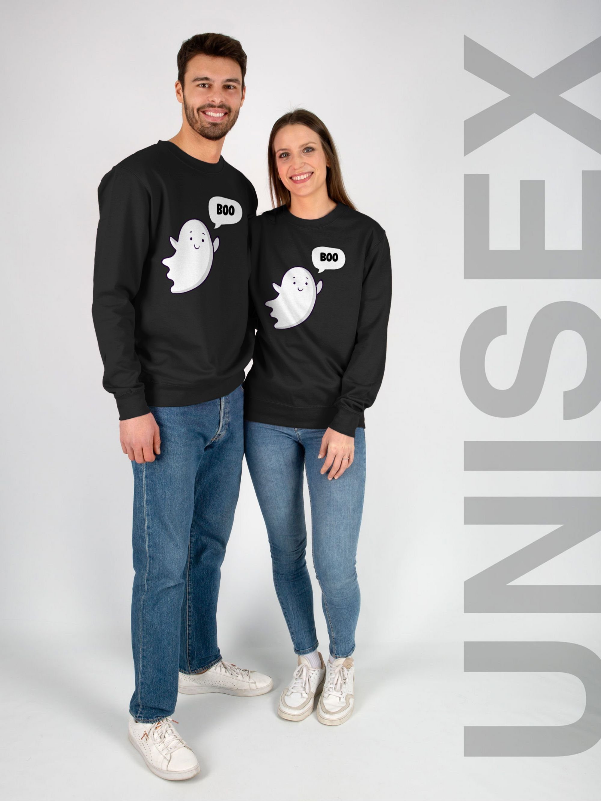 Herren Geister Geist Sweatshirt Gespenst Süßer (1-tlg) 1 Kostüme Ghost kleiner Shirtracer Halloween Schwarz