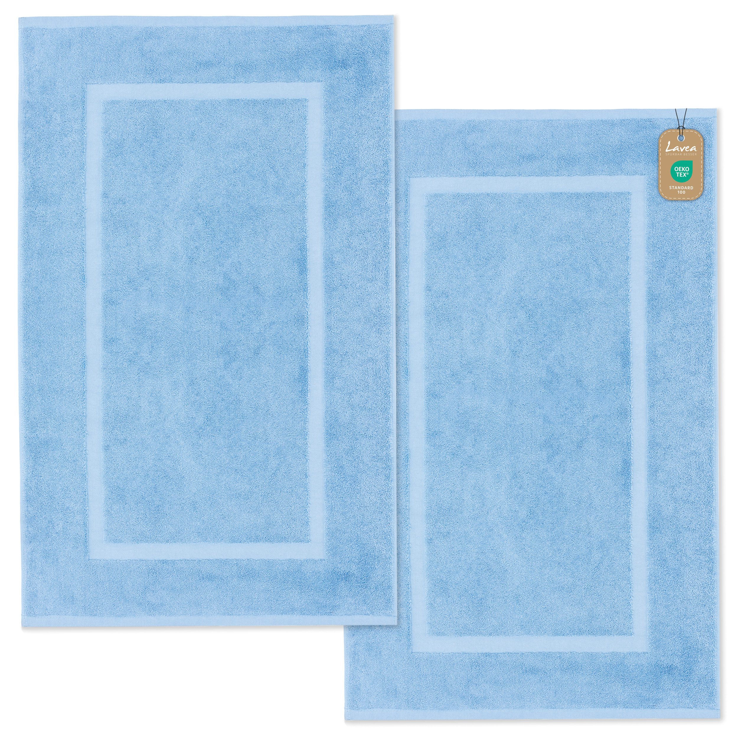 Lavea Badematte 2er Set Badeteppiche Elena Frottee 50x80 cm Badvorleger, 100% Baumwolle, 500 g/m² Frottier, weich & saugstark, pflegeleicht