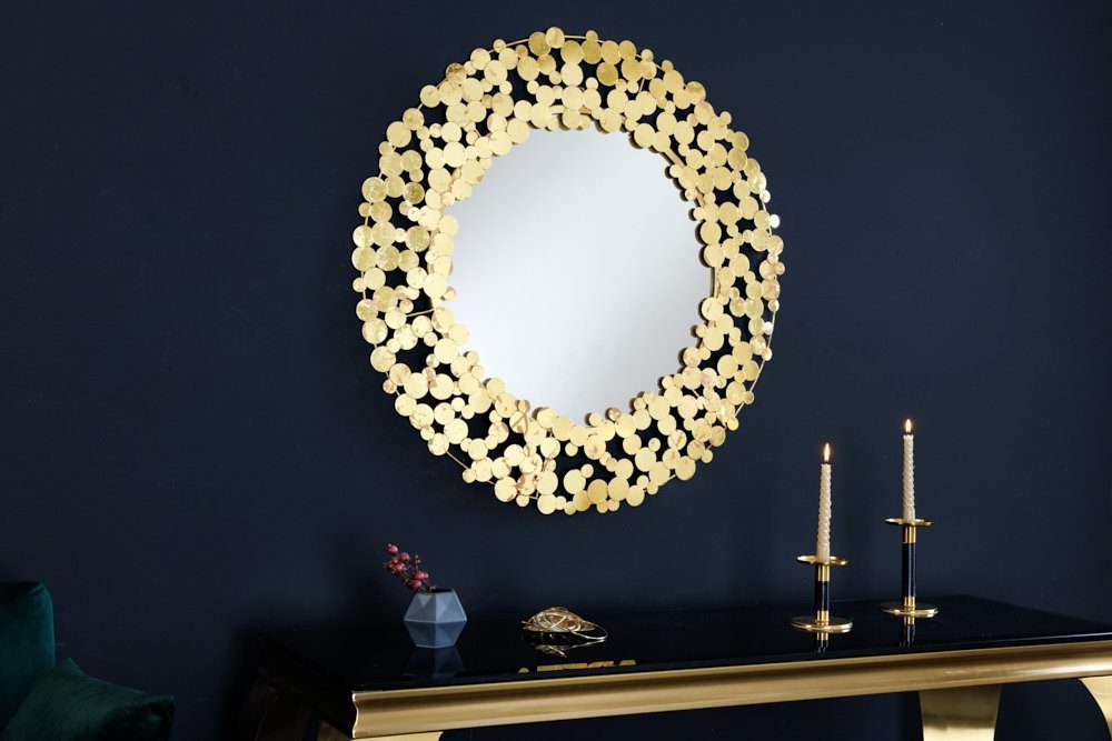riess-ambiente Wandspiegel COINS XL 80cm antik gold (Einzelartikel, 1-St), Wohnzimmer · Metall · rund · mit Rahmen · handmade · Deko · Accessoire