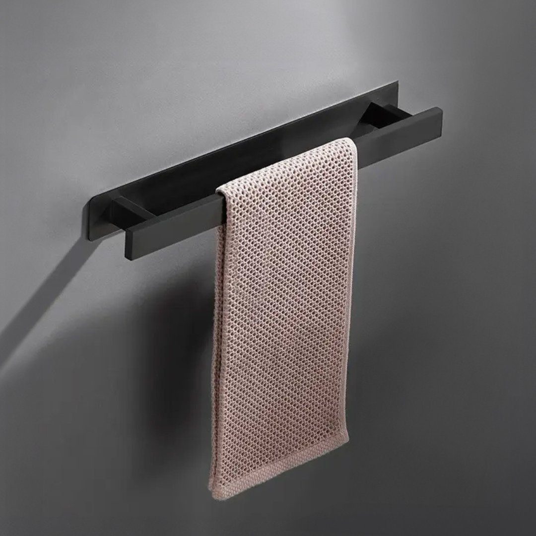 LIVINA HOME Handtuchhalter ohne Bohren 40cm Edelstahl, Gästehandtuchhalterung zum Kleben fürs Bad, Handtuchständer schwarz, Handtuchhalter Wand, Wandhaken, Handtuchhaken