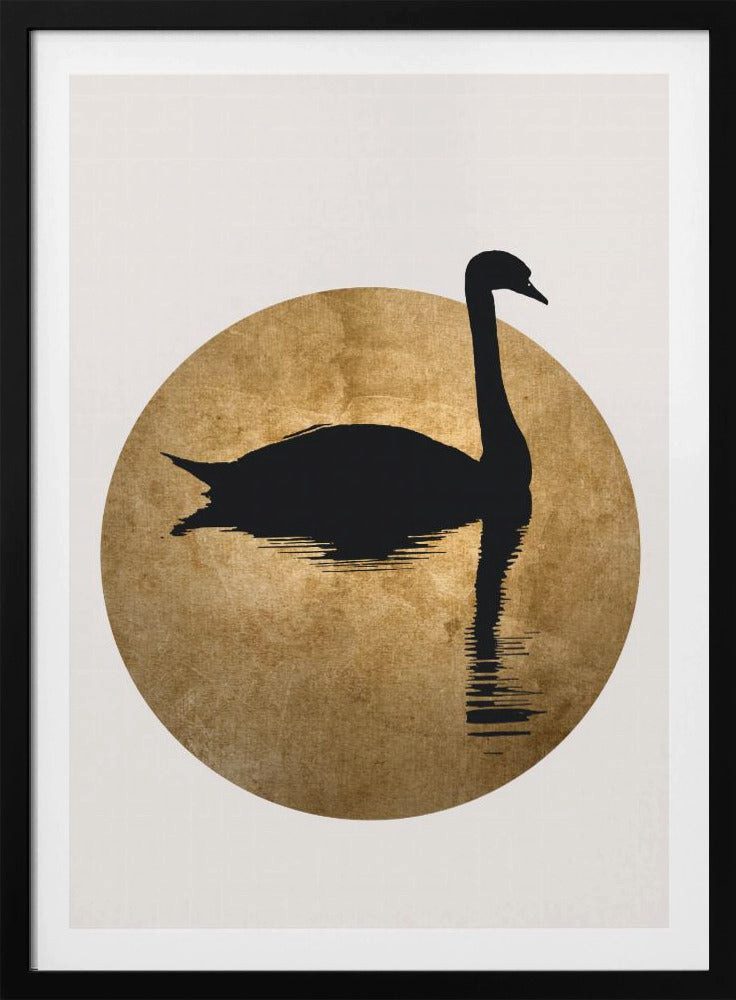 Papermoon Poster "The Swan Gold" von Kubistika, 250 g/m² Galeriedruck, Mit oder ohne Rahmen, brillante UV-beständige Farben, Made in Germany