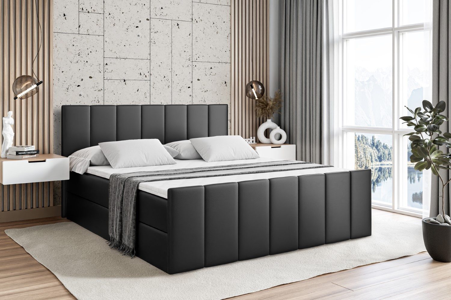 ALTDECOR Boxbett MOETI-Z (Multipocket-Matratze H4, H3 Matratze Bonellfederung, Topper, Kopfteil), Doppelbett mit Fußteil