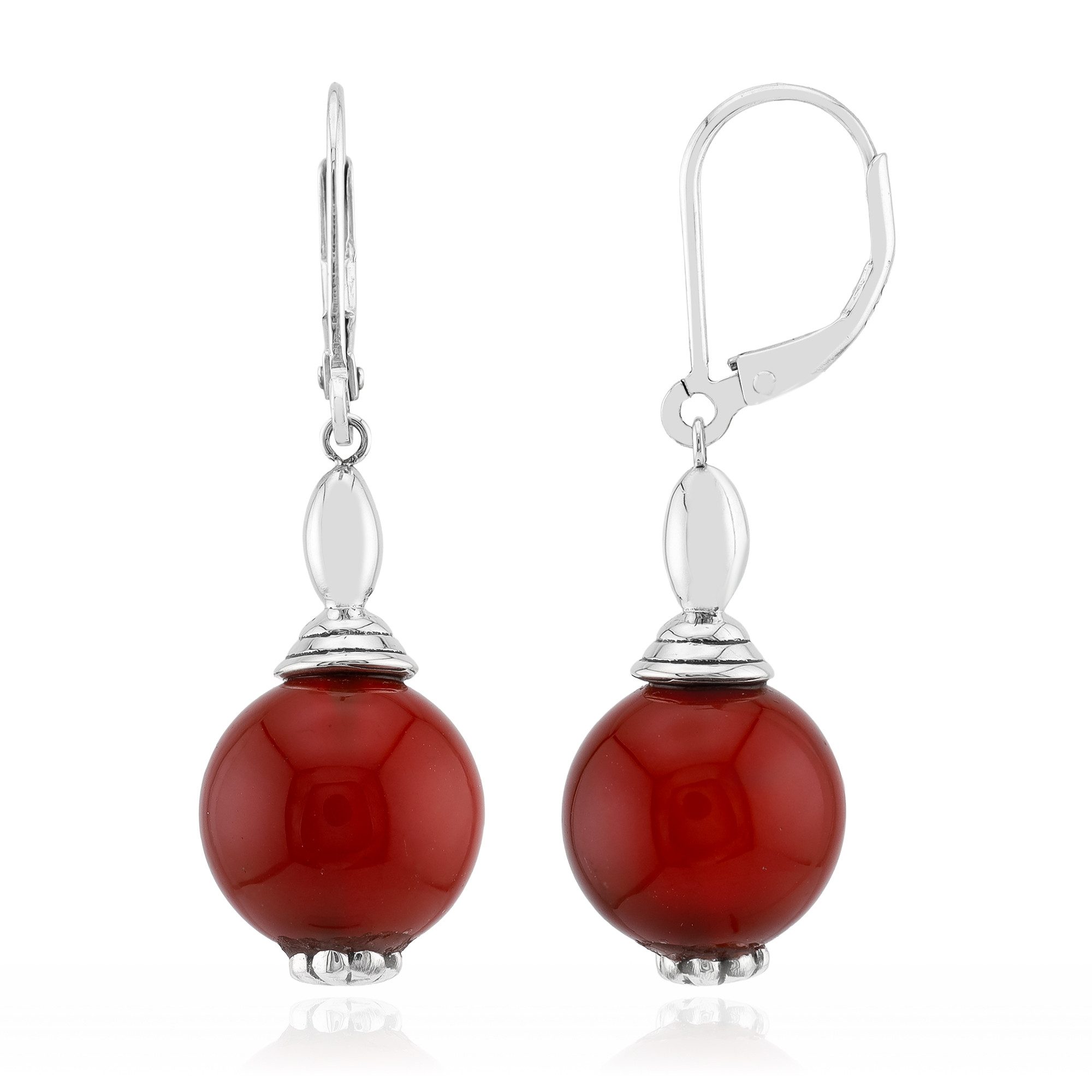 Ohrring-Set Cavill Karneol Ohrringe 925 Sterlingsilber, 22,84 ct Rot, Damen