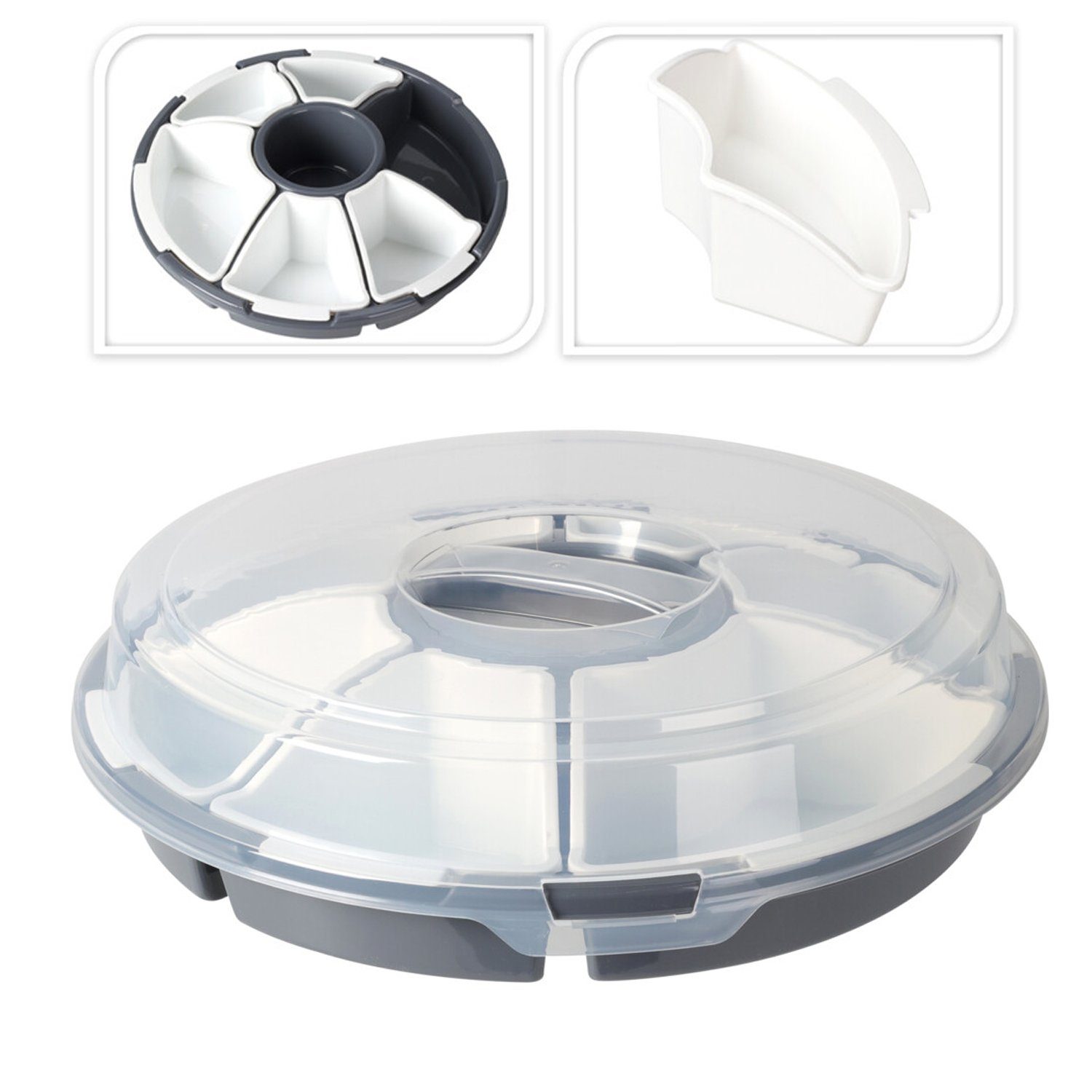 Mojawo Uhrenbox Servierset Servierplatte Snackschale 6 Fächer Deckel Griff günstig online kaufen