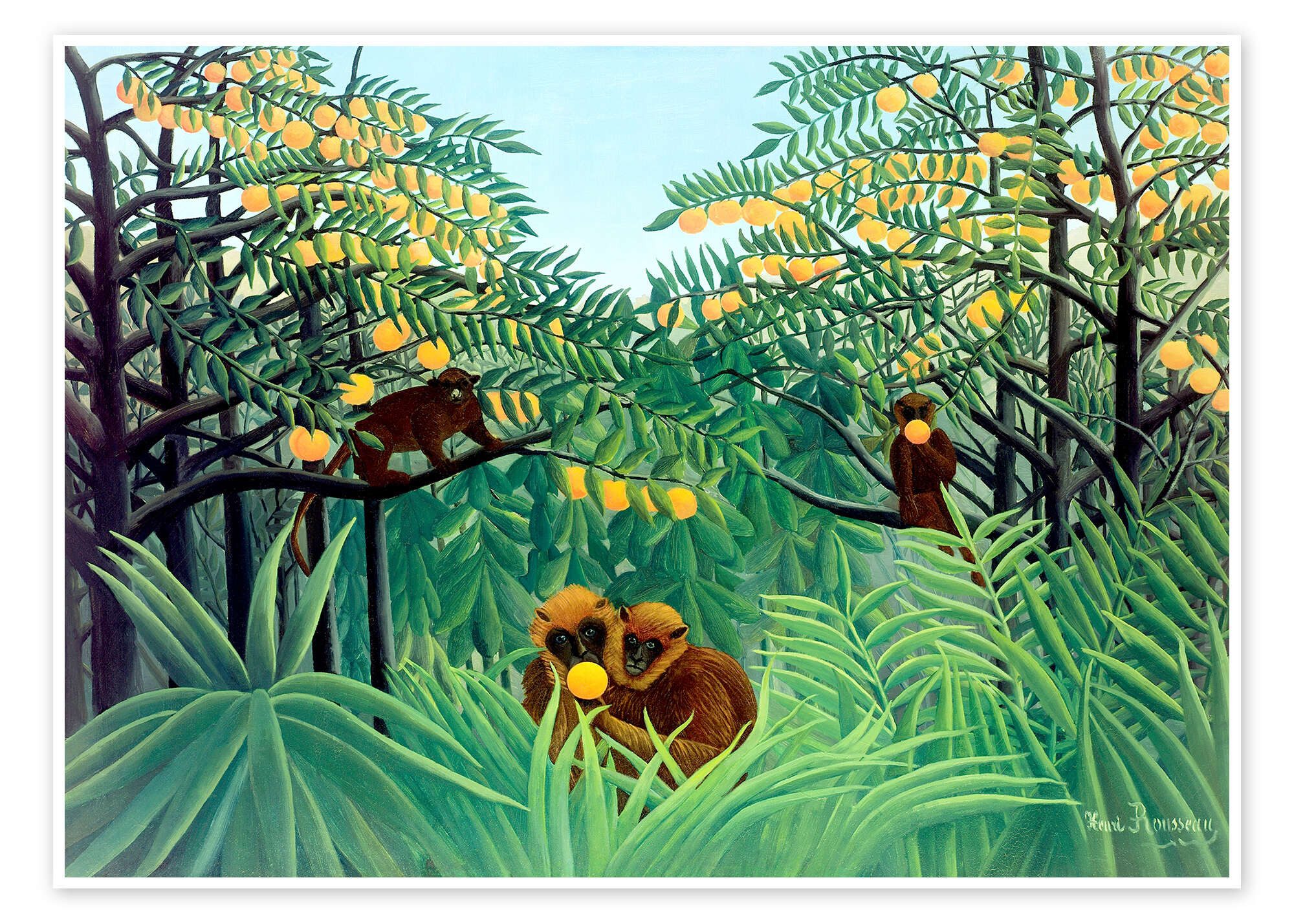 Posterlounge Wandbild Affen im Urwald, Henri Rousseau, erhältlich als Poster, Leinwandbild, Wandsticker oder Acrylglasbild